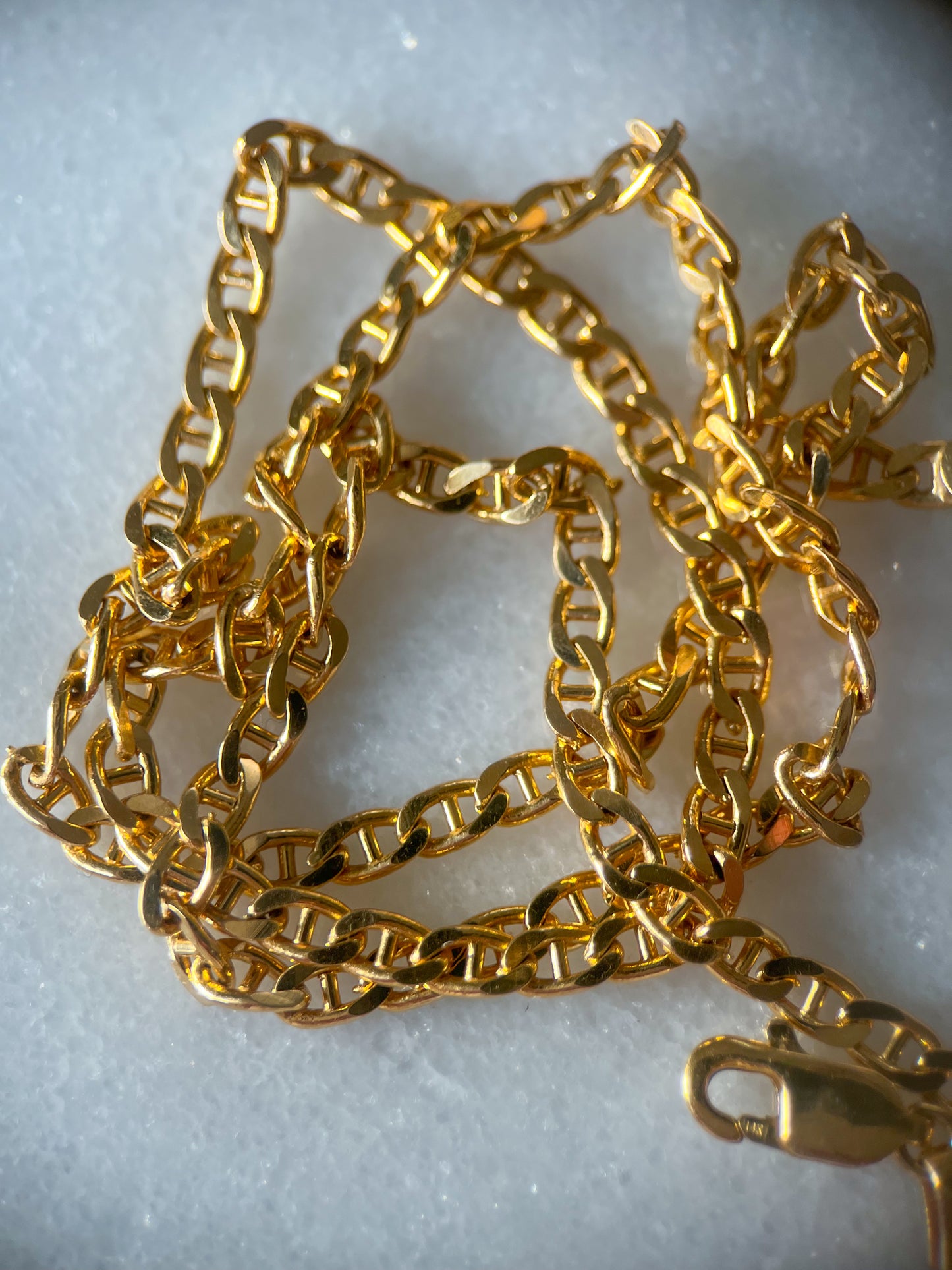 Vintage Flat Mariner 14k Yellow Gold Chain 17 Inch Necklace