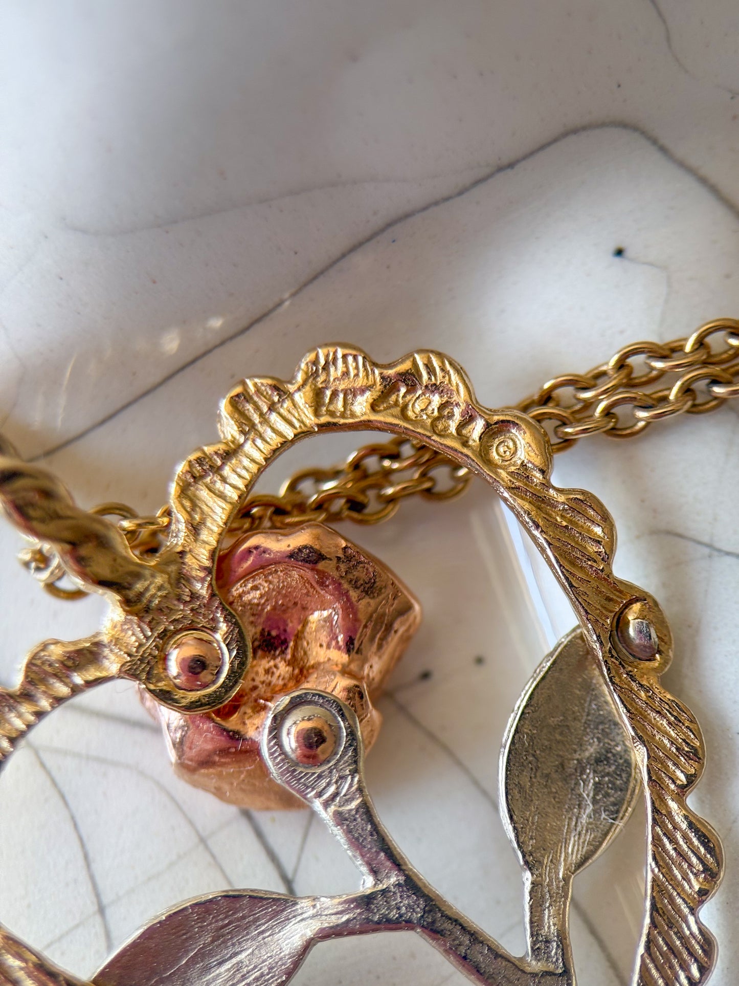 Vintage Heart 14k Yellow, White and Rose Gold Charm