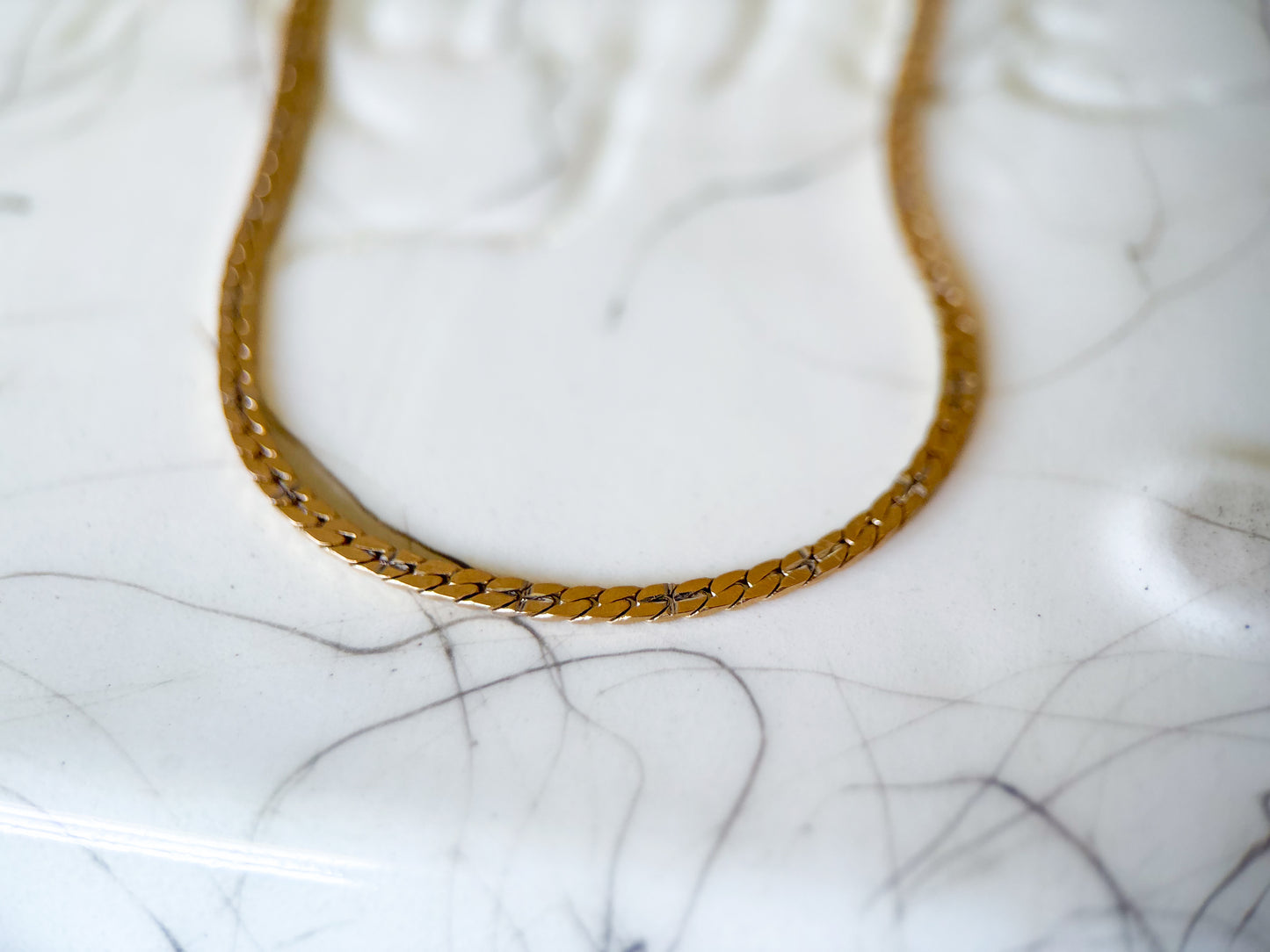 Vintage Flat Curb Link 14k Yellow Gold Bracelet