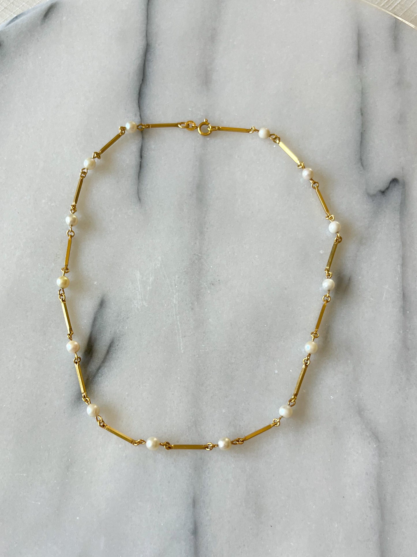 Vintage Pearl and Chain Necklaces in 14k and 18k Yellow Gold