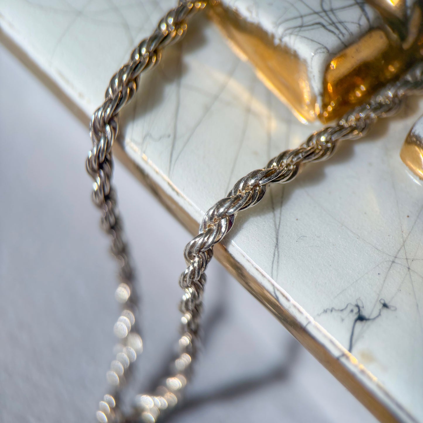 Vintage Rope Chain Sterling Silver 24 Inch Necklace