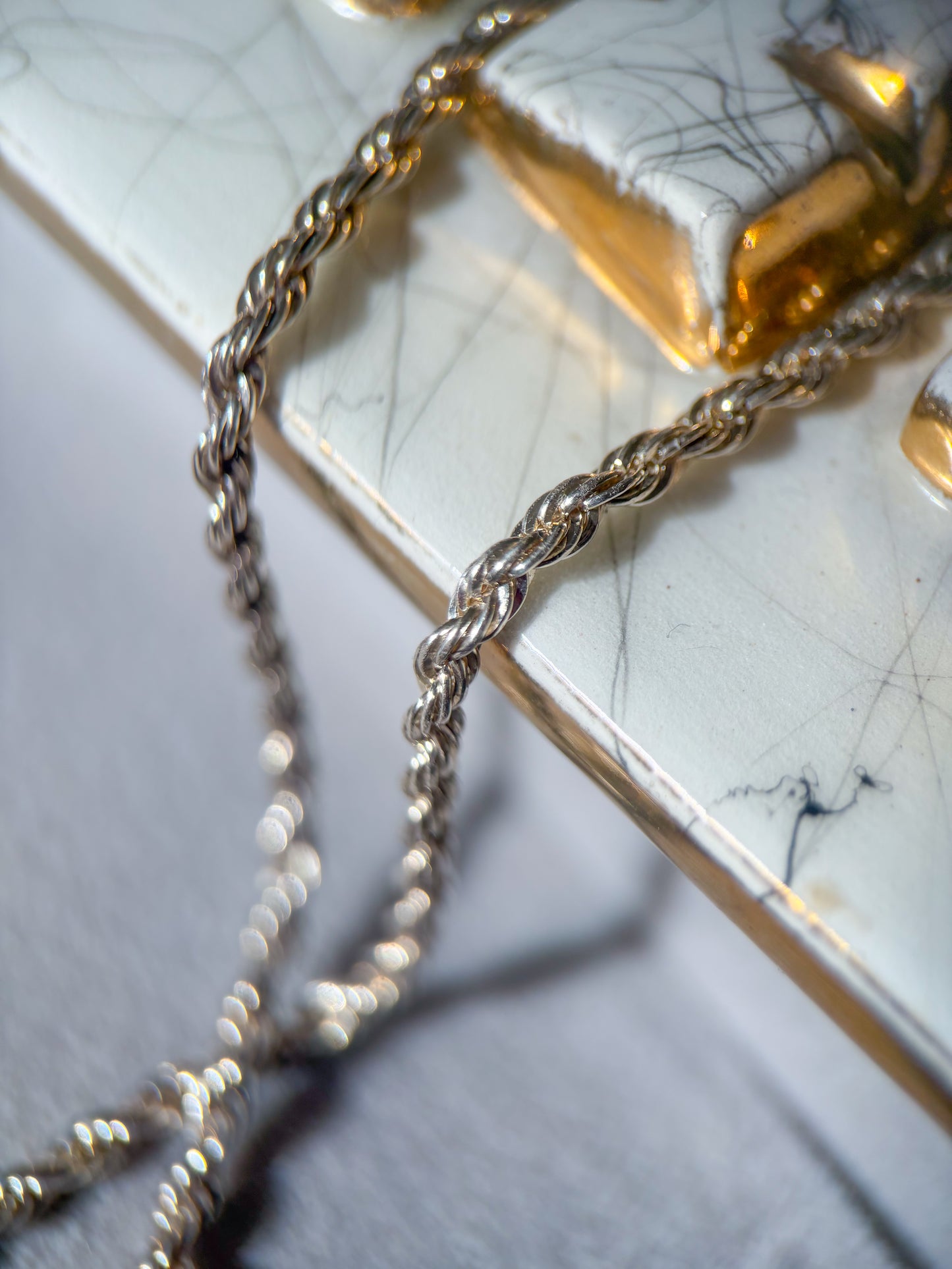 Vintage Rope Chain Sterling Silver 24 Inch Necklace