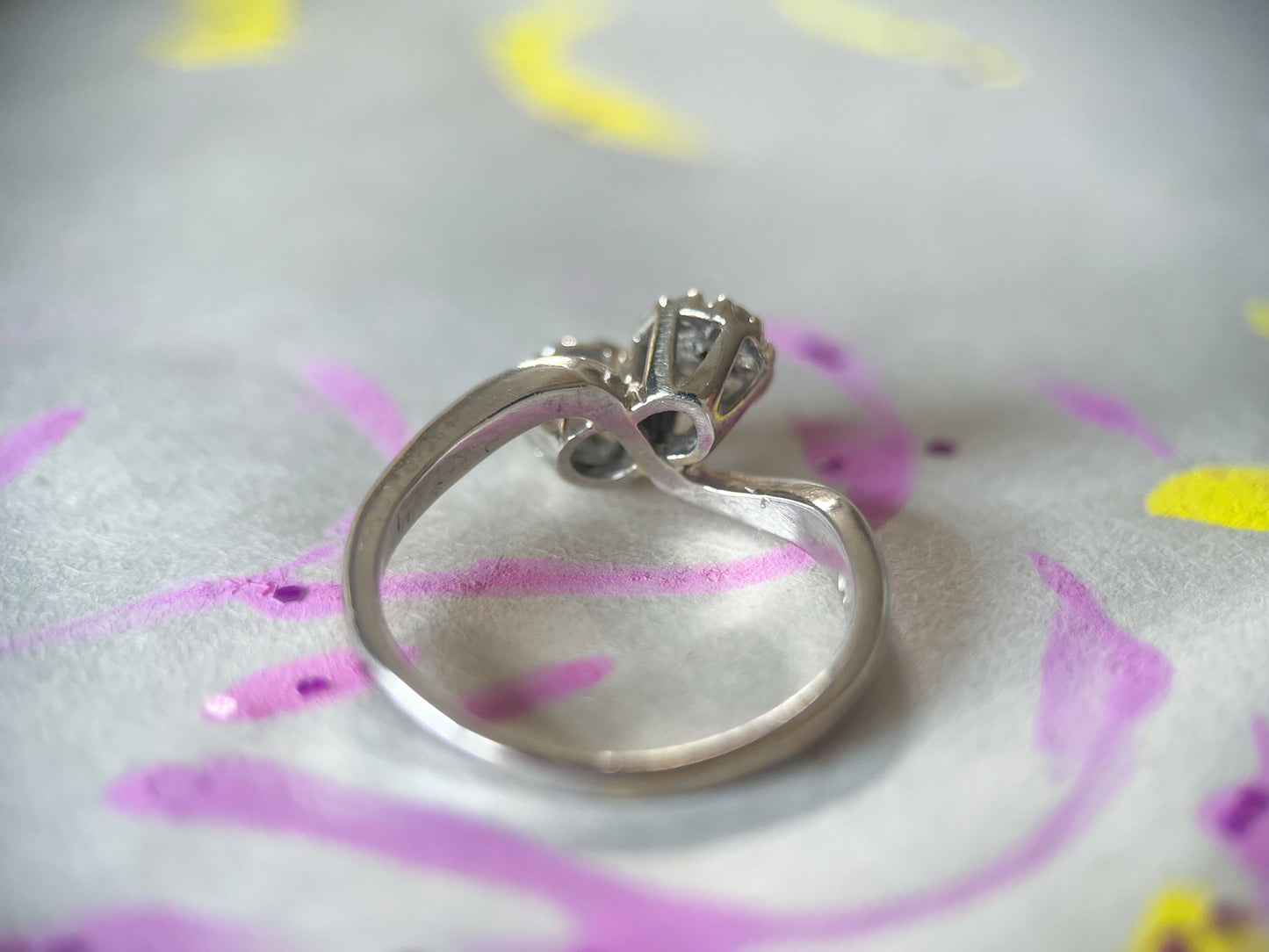 Vintage Natural Diamond 14k White Gold Ring