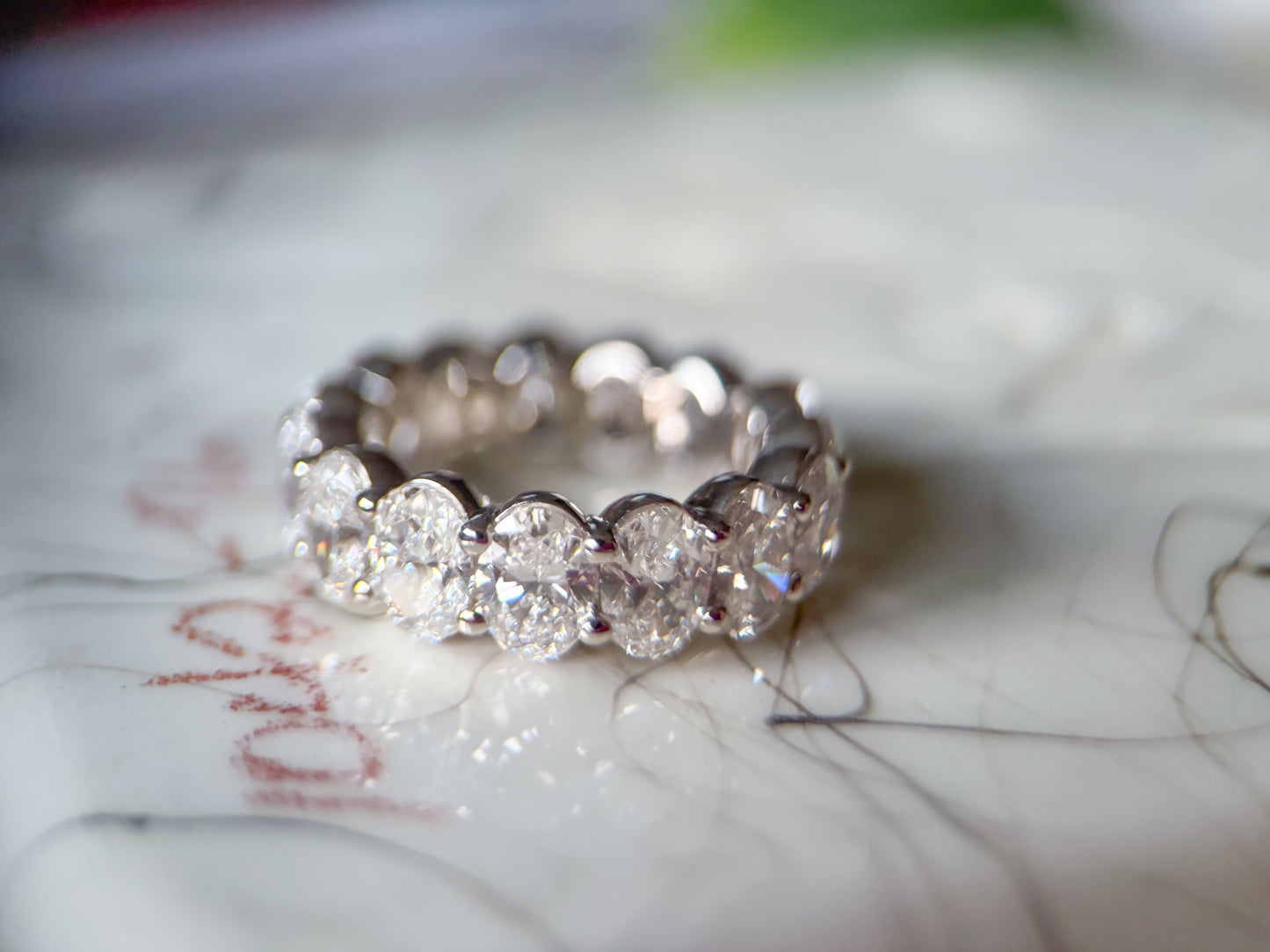 Lab Grown Diamond 14k White Gold Oval 7 Carat Eternity Band