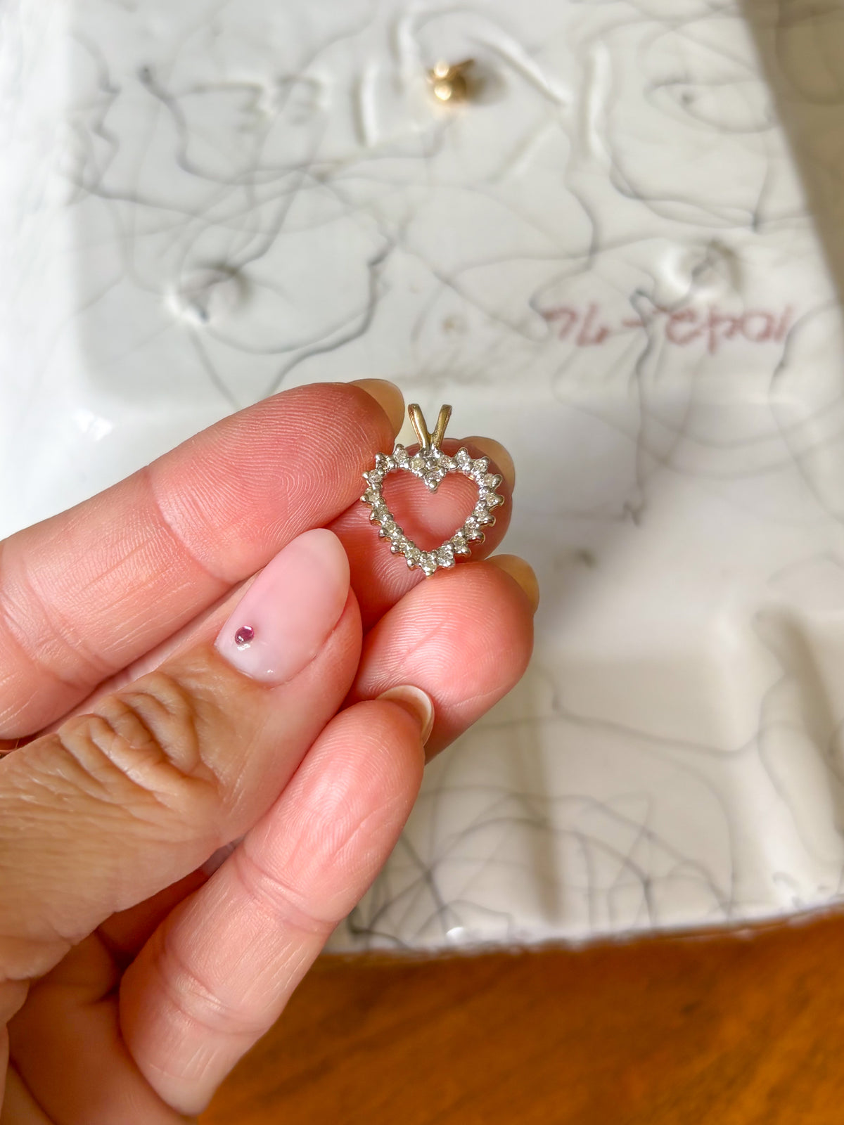 Vintage Heart Natural Diamond 10k Yellow Gold Charm