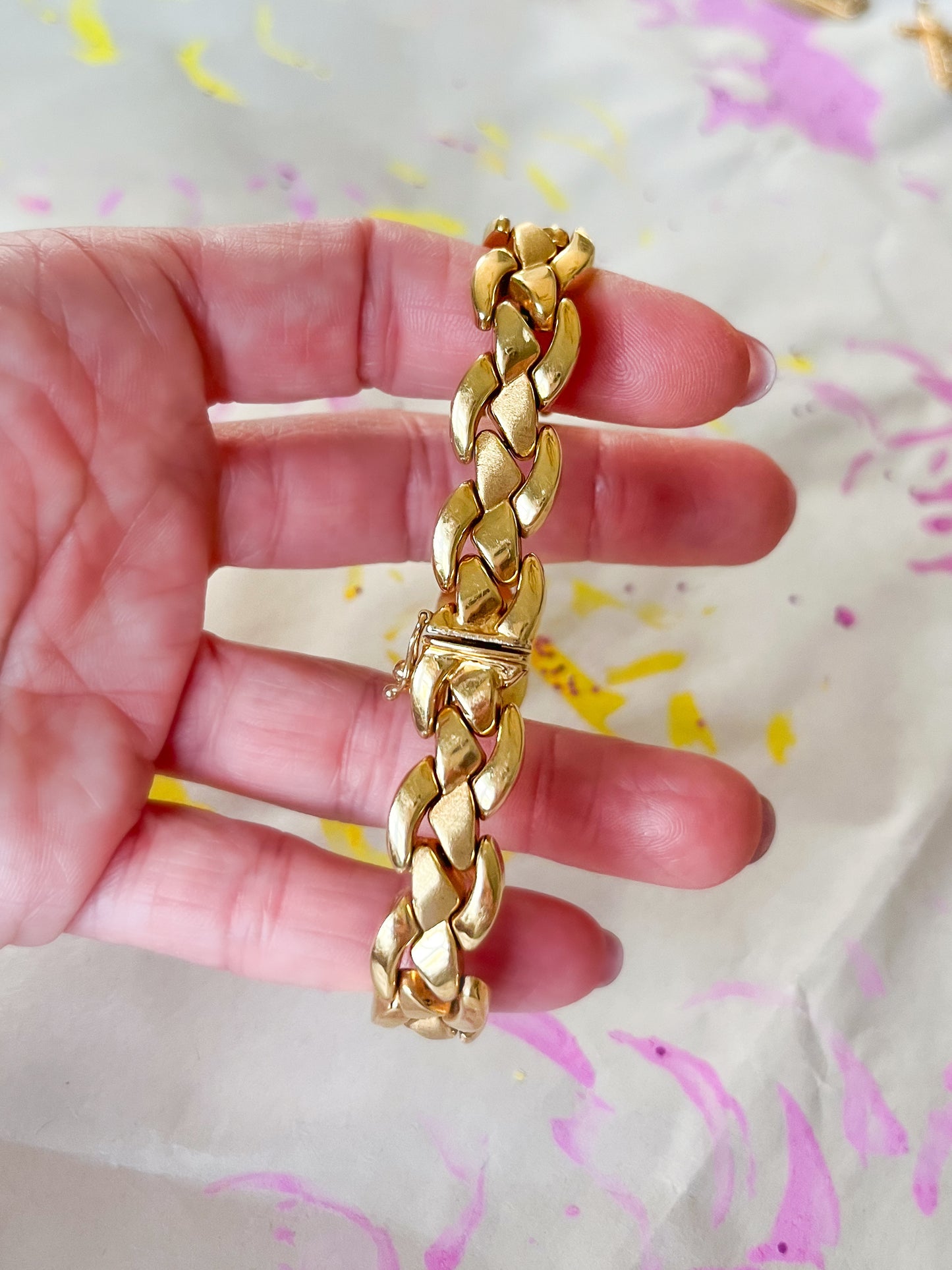 Vintage Super Chunky 14k Yellow Gold 7.5 Inch Bracelet