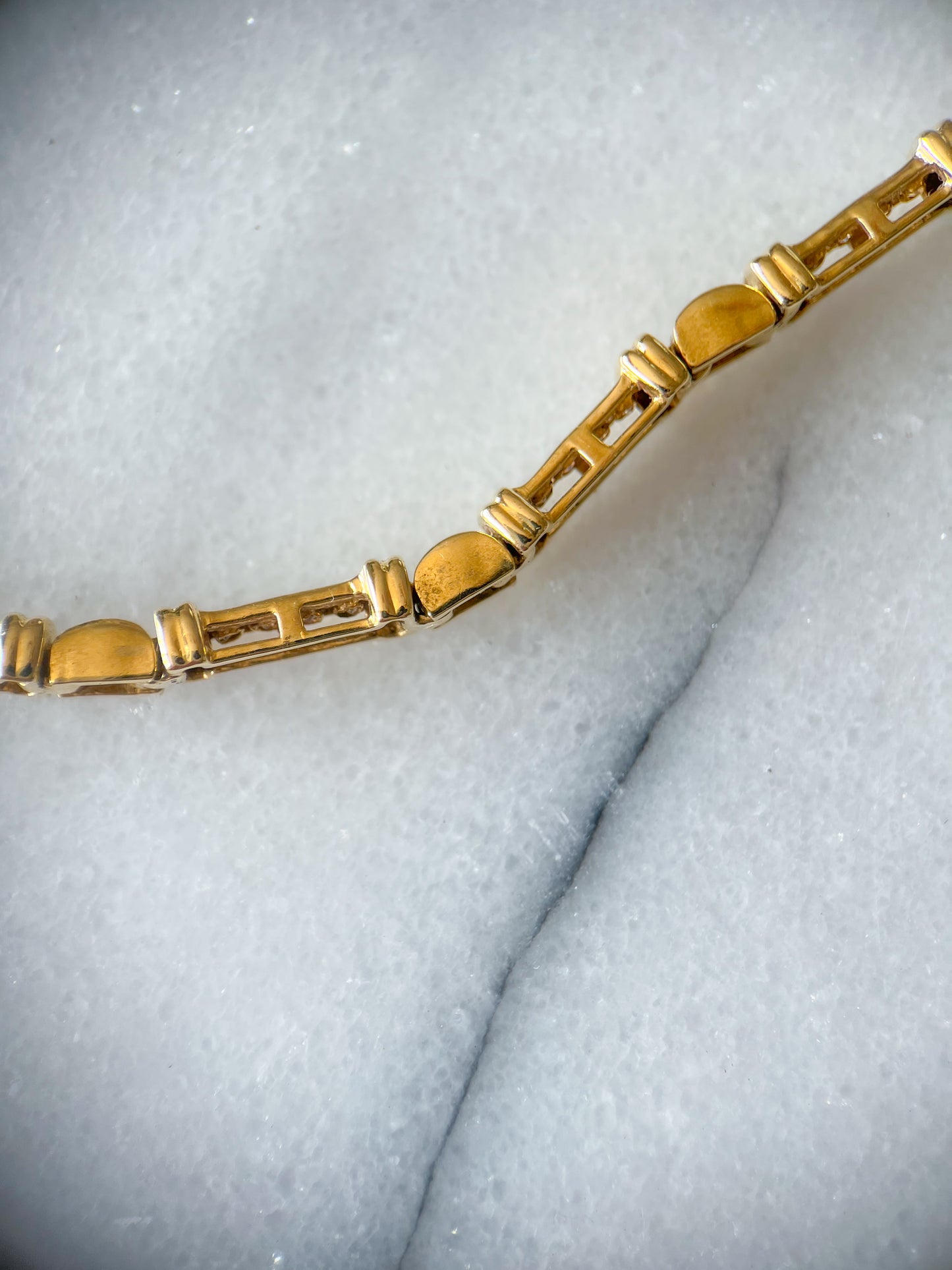 Vintage Natural Diamond 14k Yellow Gold 8 Inch Bracelet