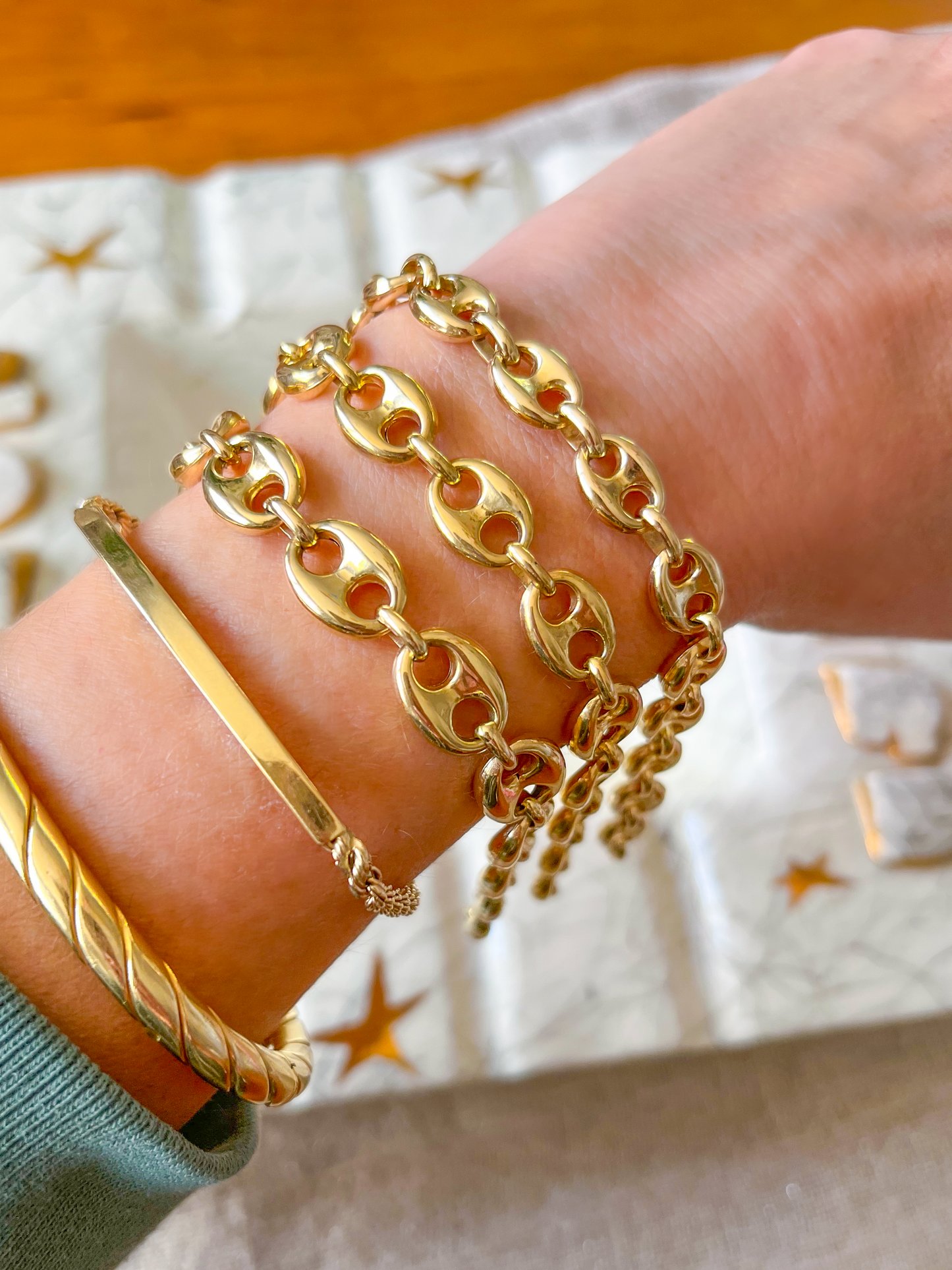 Puffed Mariner 10k Yellow Gold Chain 8 Inch Bracelets - 2 Widths Left