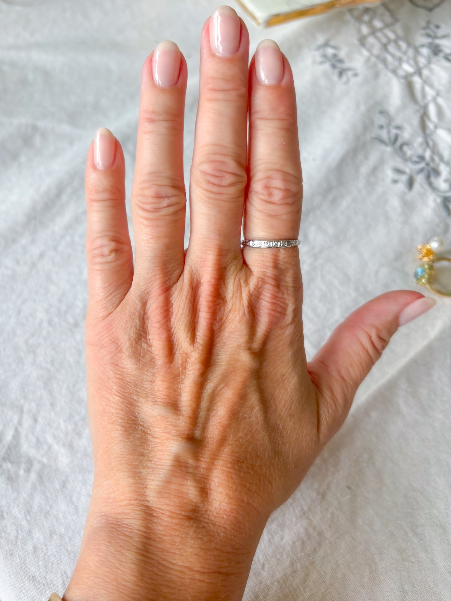 Vintage Natural Diamond 14k White Gold Ring