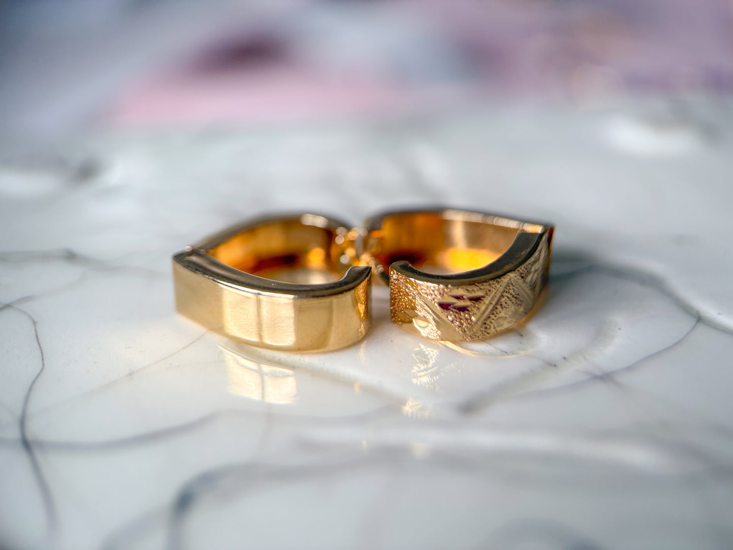 Vintage Heart Huggies 14k Yellow Gold Hoops