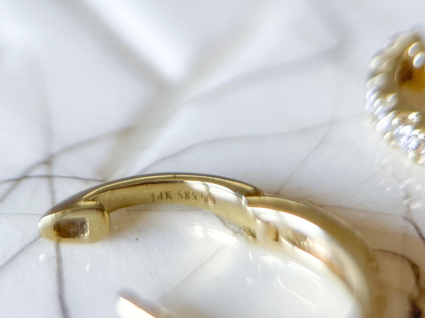 Vintage Small Natural Diamond Huggies 14k Yellow Gold Hoops