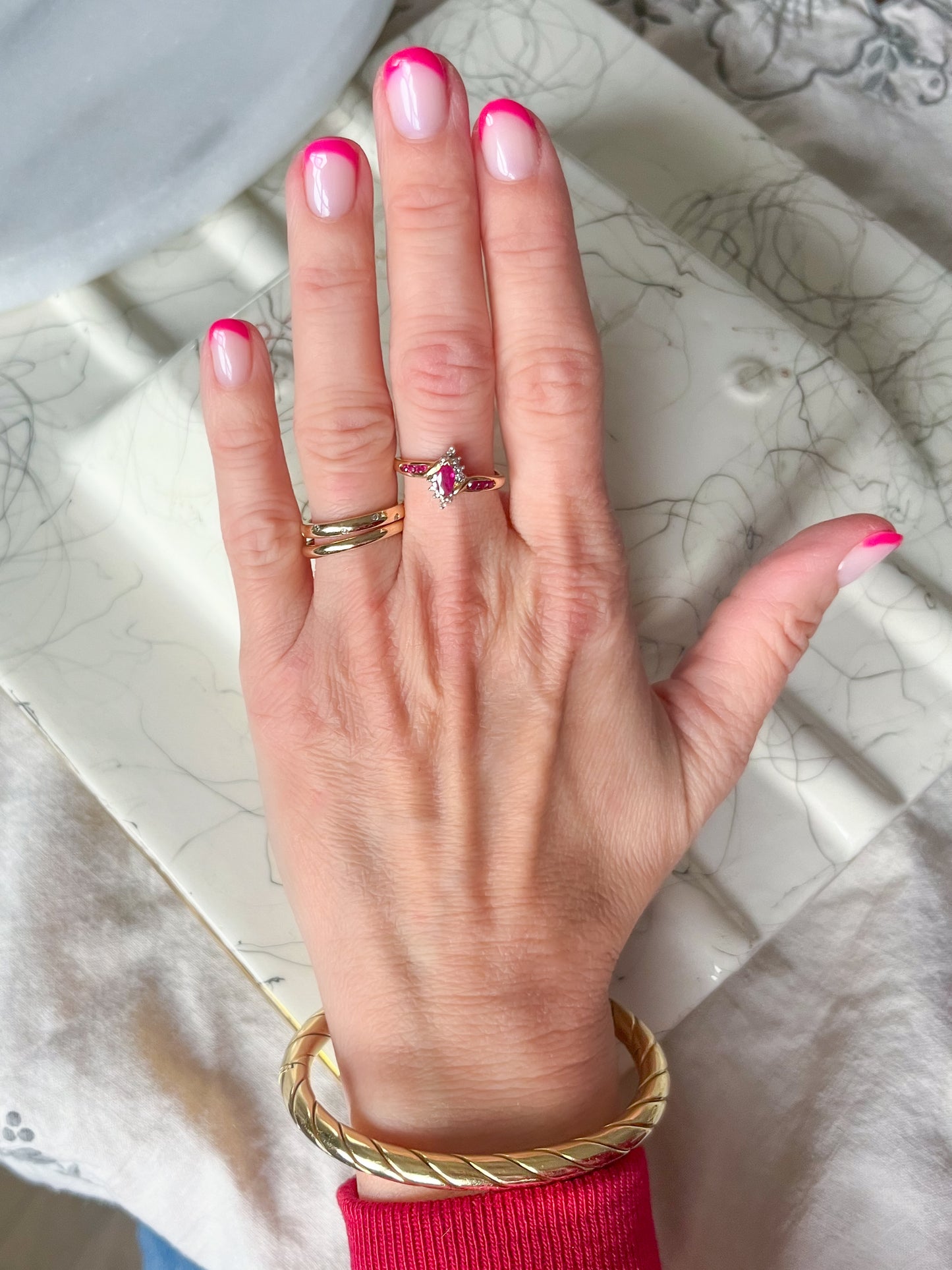 Vintage Natural Ruby and Diamond 14k Yellow Gold Ring