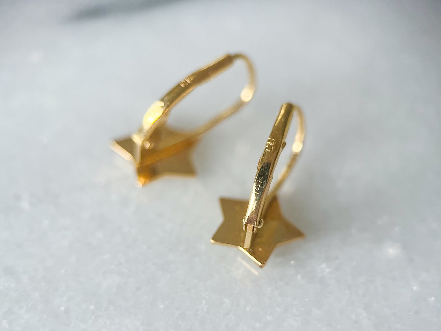 Vintage Star 14k White and Yellow Gold Drop Earrings