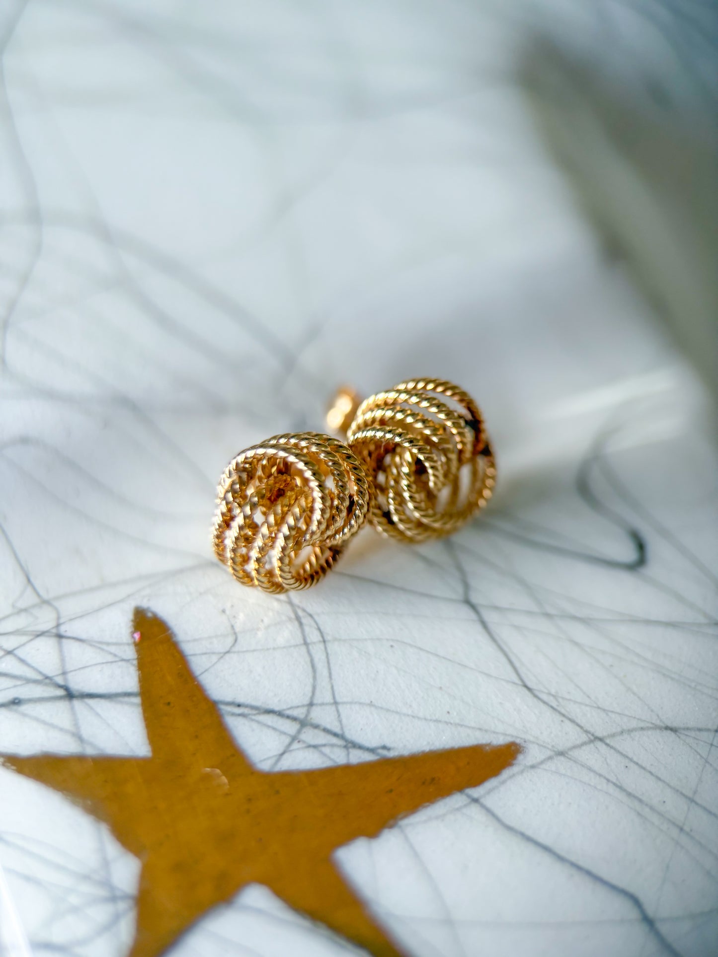 Vintage Small Knot 14k Yellow Gold Stud Earrings