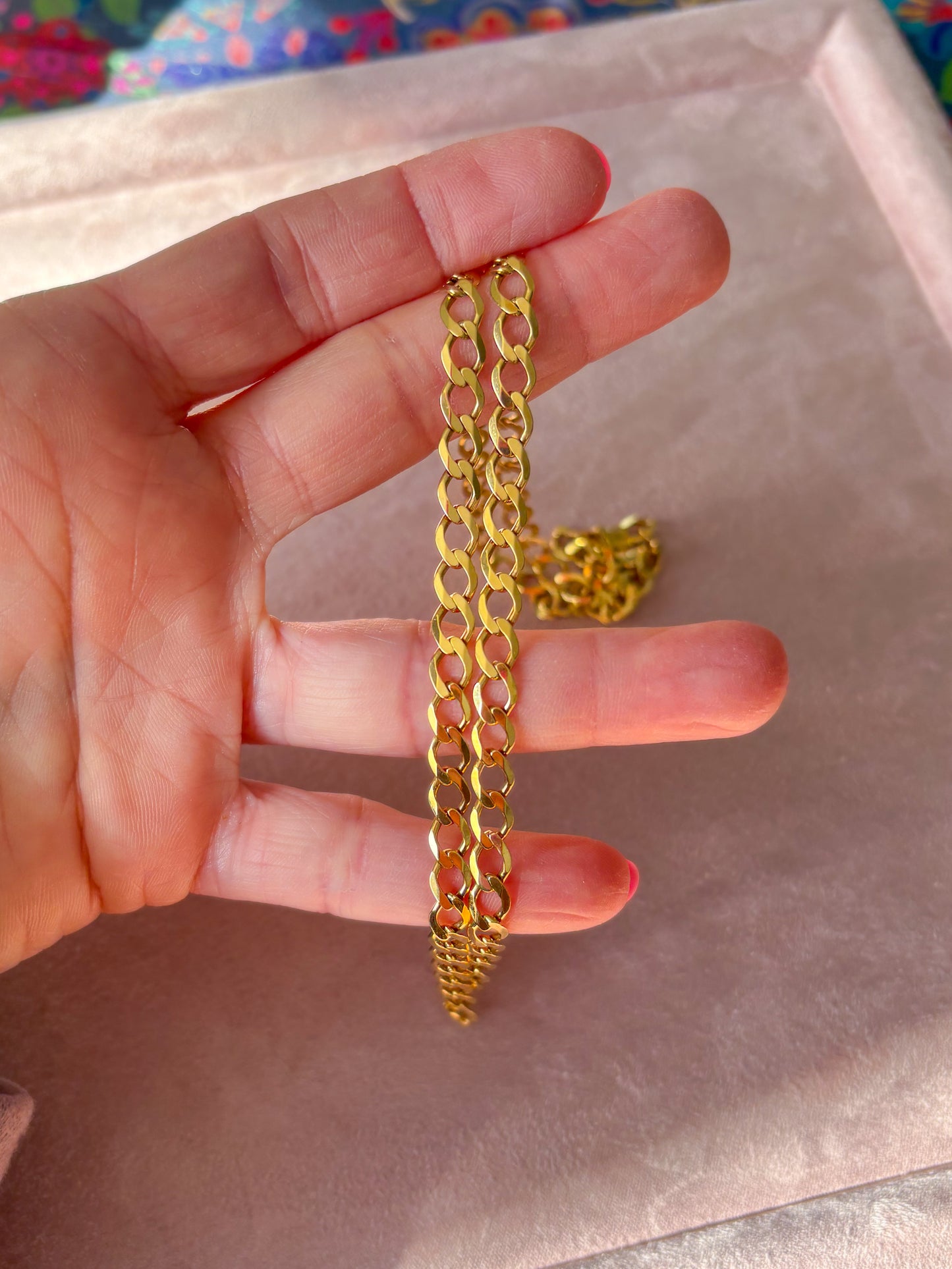 Vintage Curb Chain 18k Yellow Gold 20.5 Inch Necklace