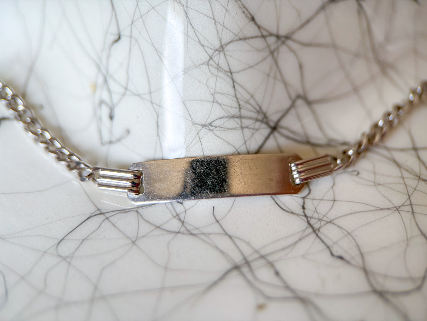 Vintage 18k White Gold ID 5.75 Inch Bracelet