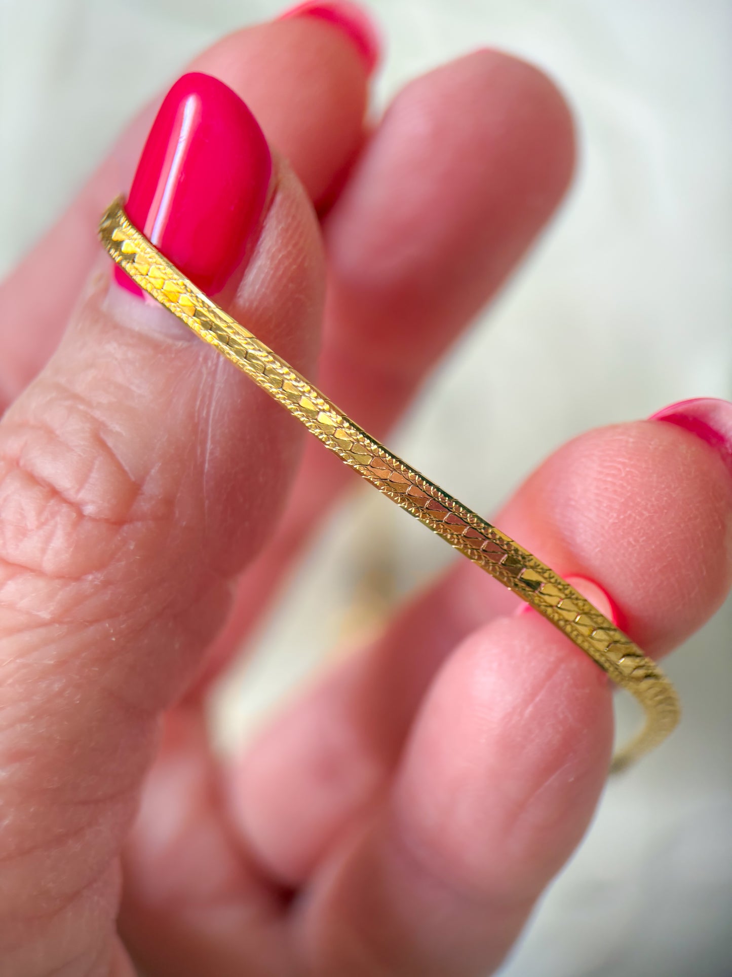 Vintage Herringbone 14k Yellow Gold 7.25 Inch Bracelet