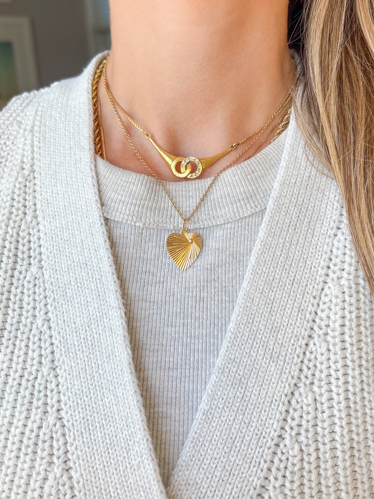 Vintage Engine Turned Heart 14k Yellow Gold Charm, Engraved: "Honor Thy Father and Thy Mother"