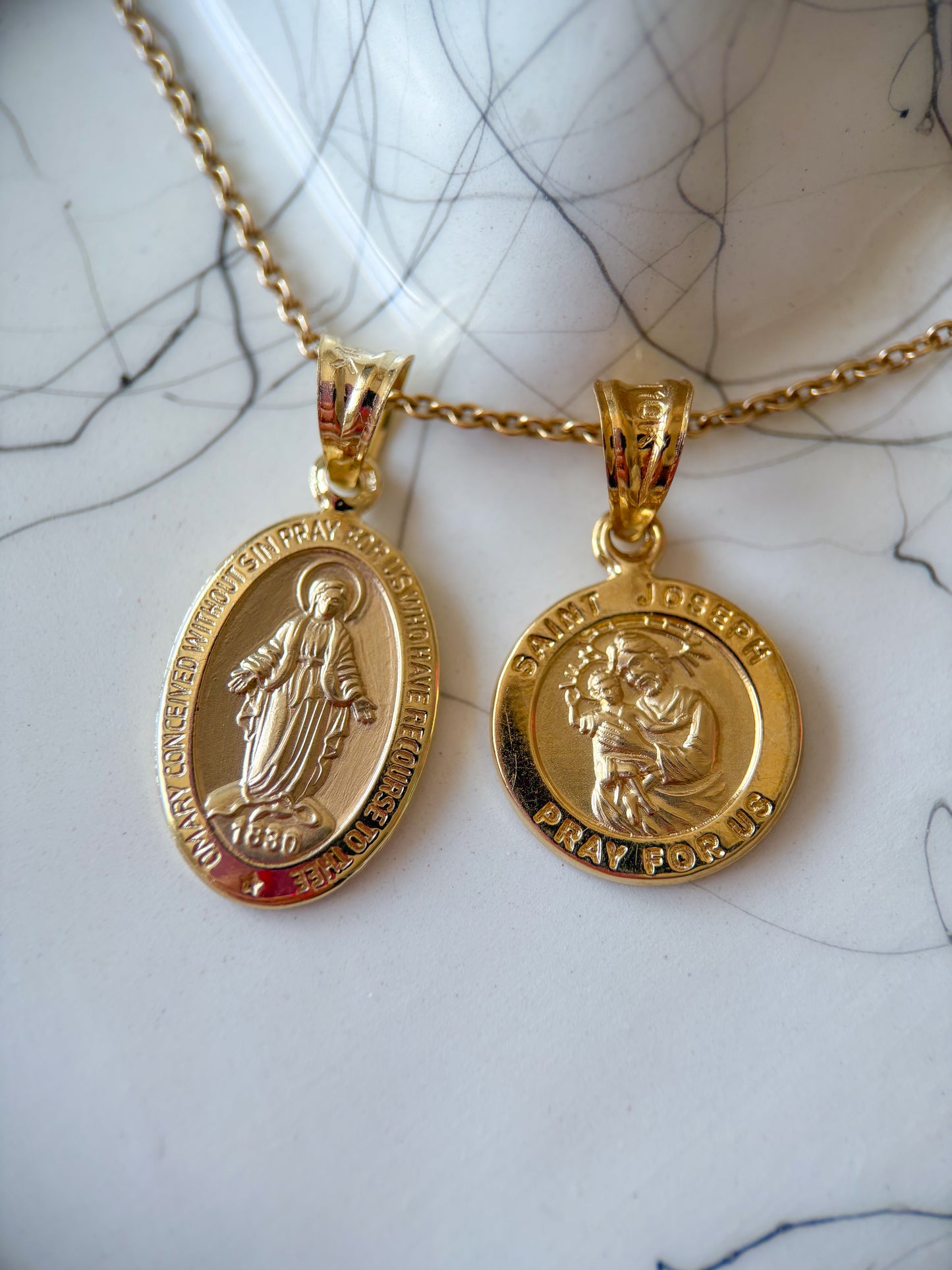 Saint Joseph and Mary 10k Yellow Gold Charms