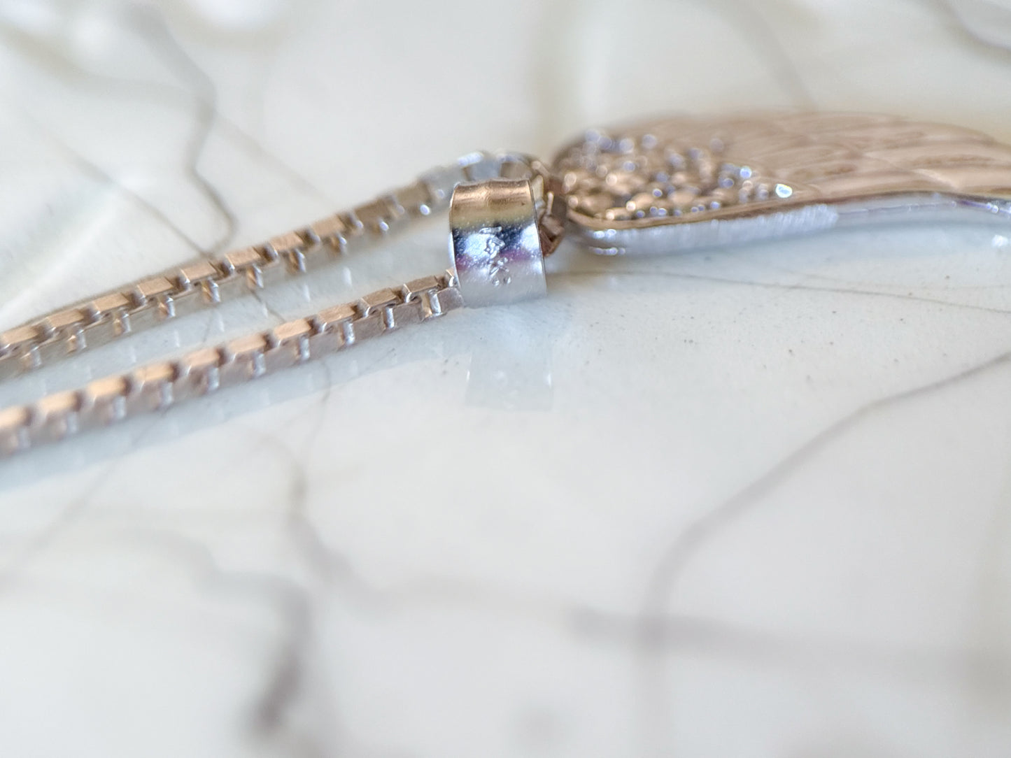 Vintage 14k White Gold Angel Wing Charm
