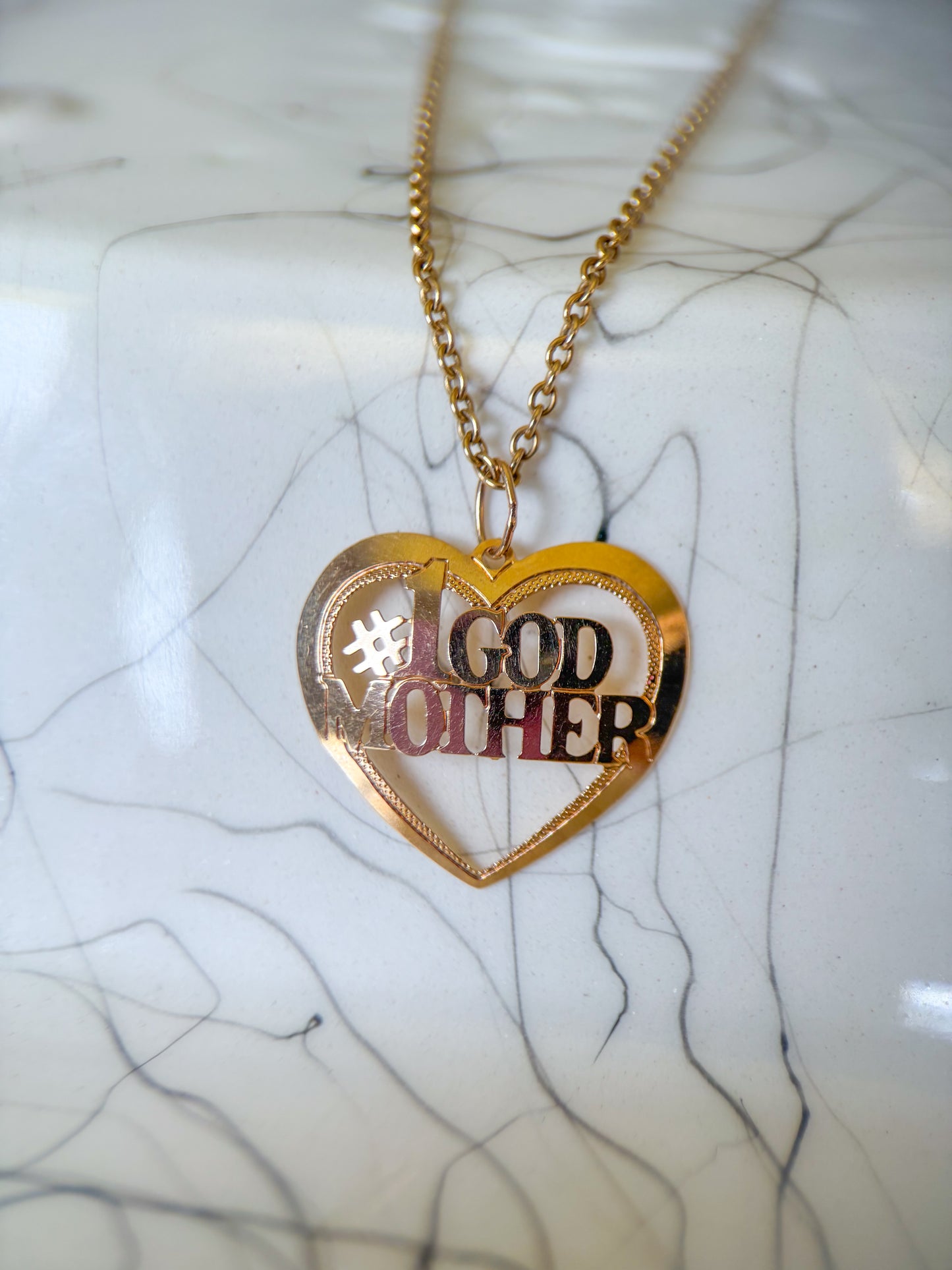 Vintage "#1 God Mother" 14k Yellow Gold Charm
