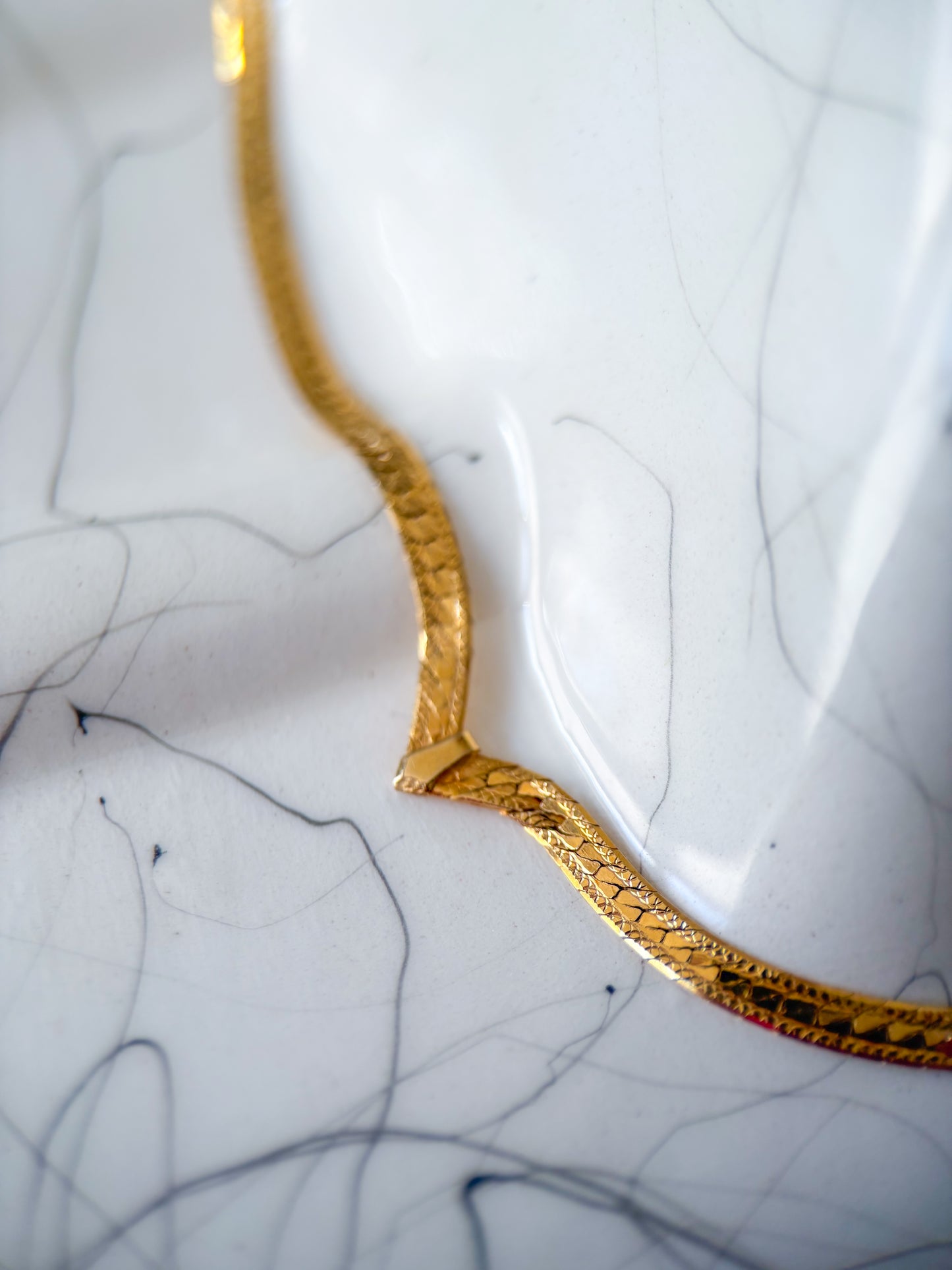 Vintage Herringbone 14k Yellow Gold 7.25 Inch Bracelet