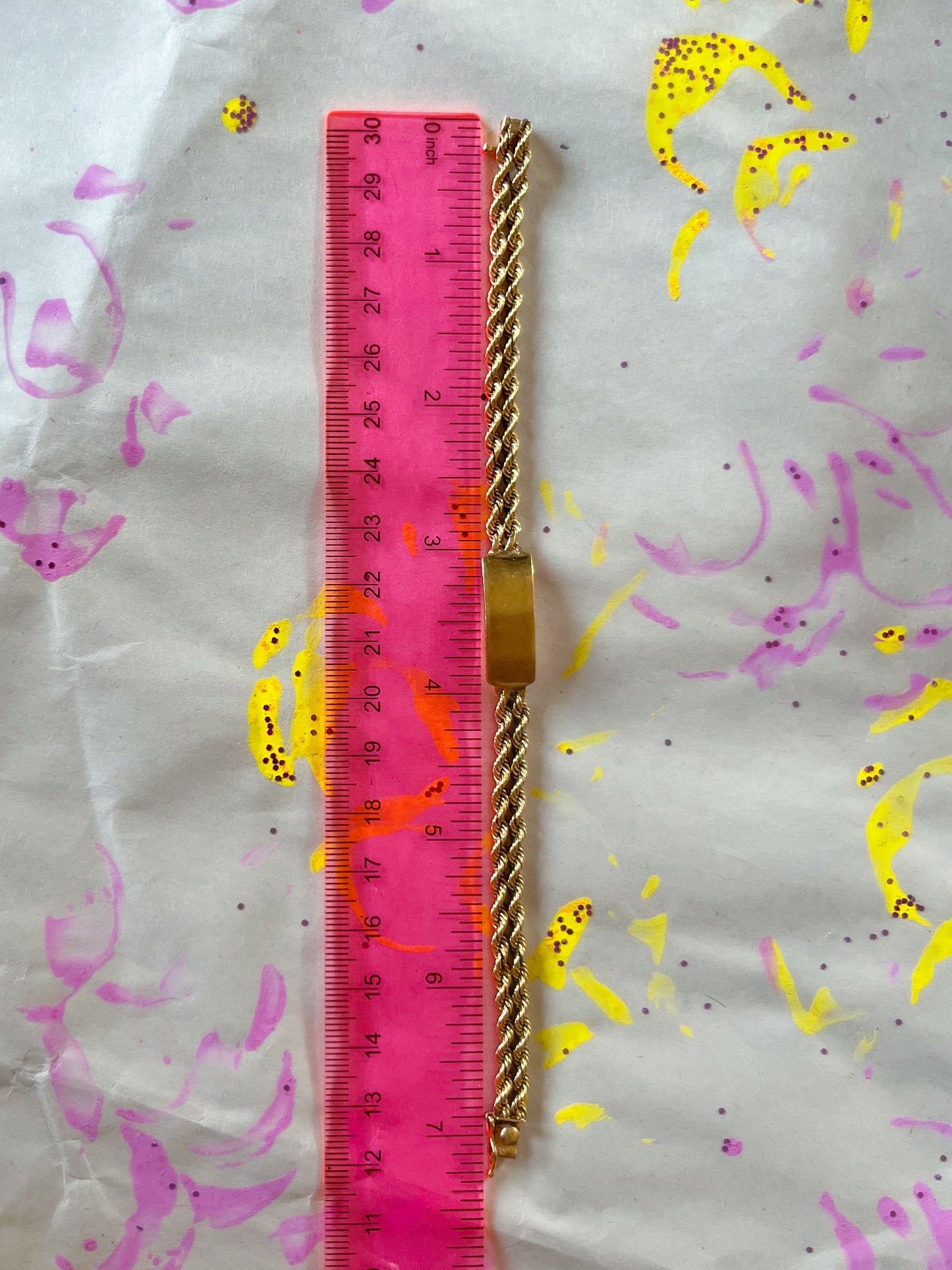 Vintage Double Rope ID Bracelet 14k Yellow Gold 7 Inch Bracelet