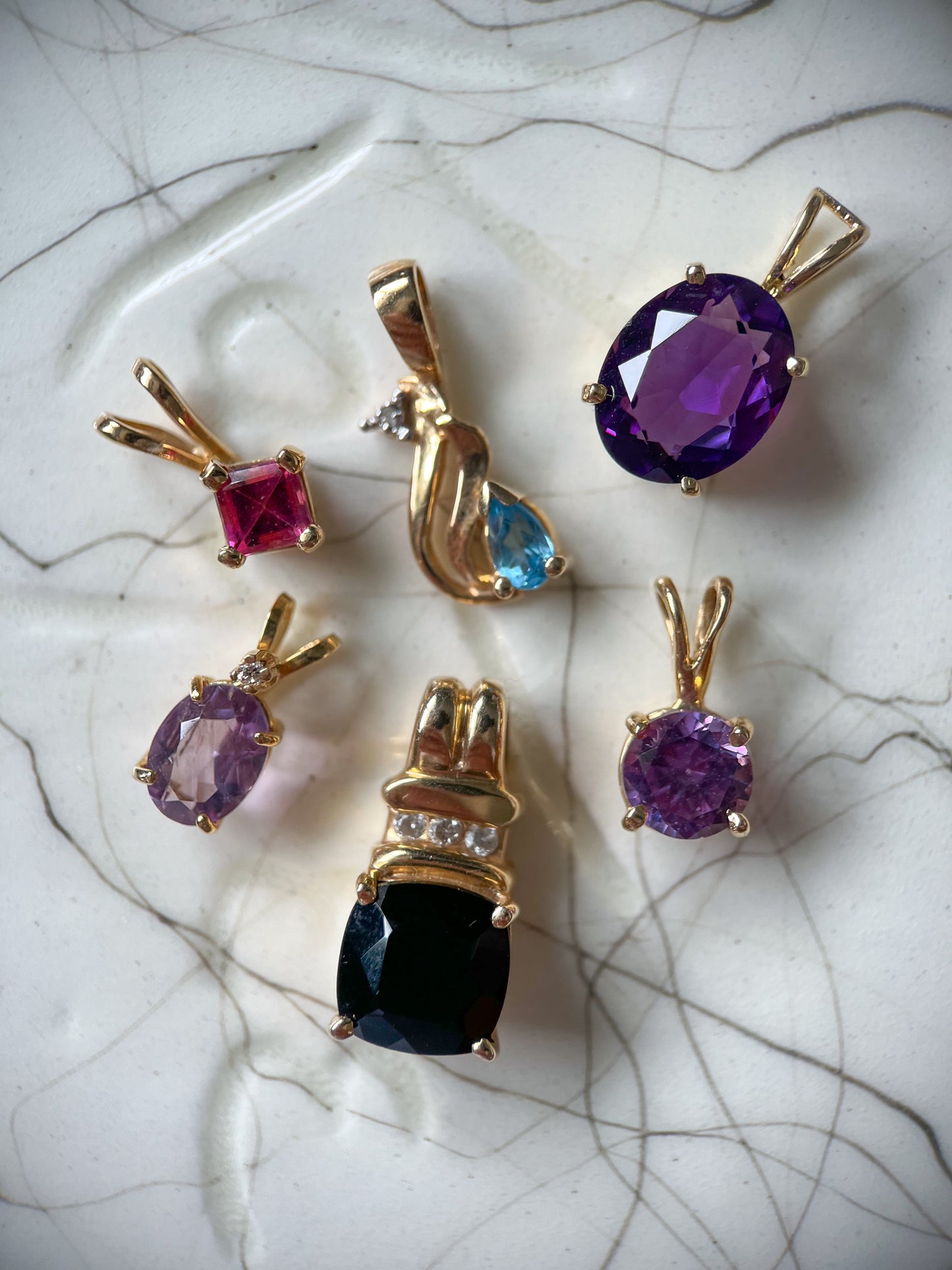 Vintage Pear Shaped Topaz with Natural Diamond 14k Yellow Gold