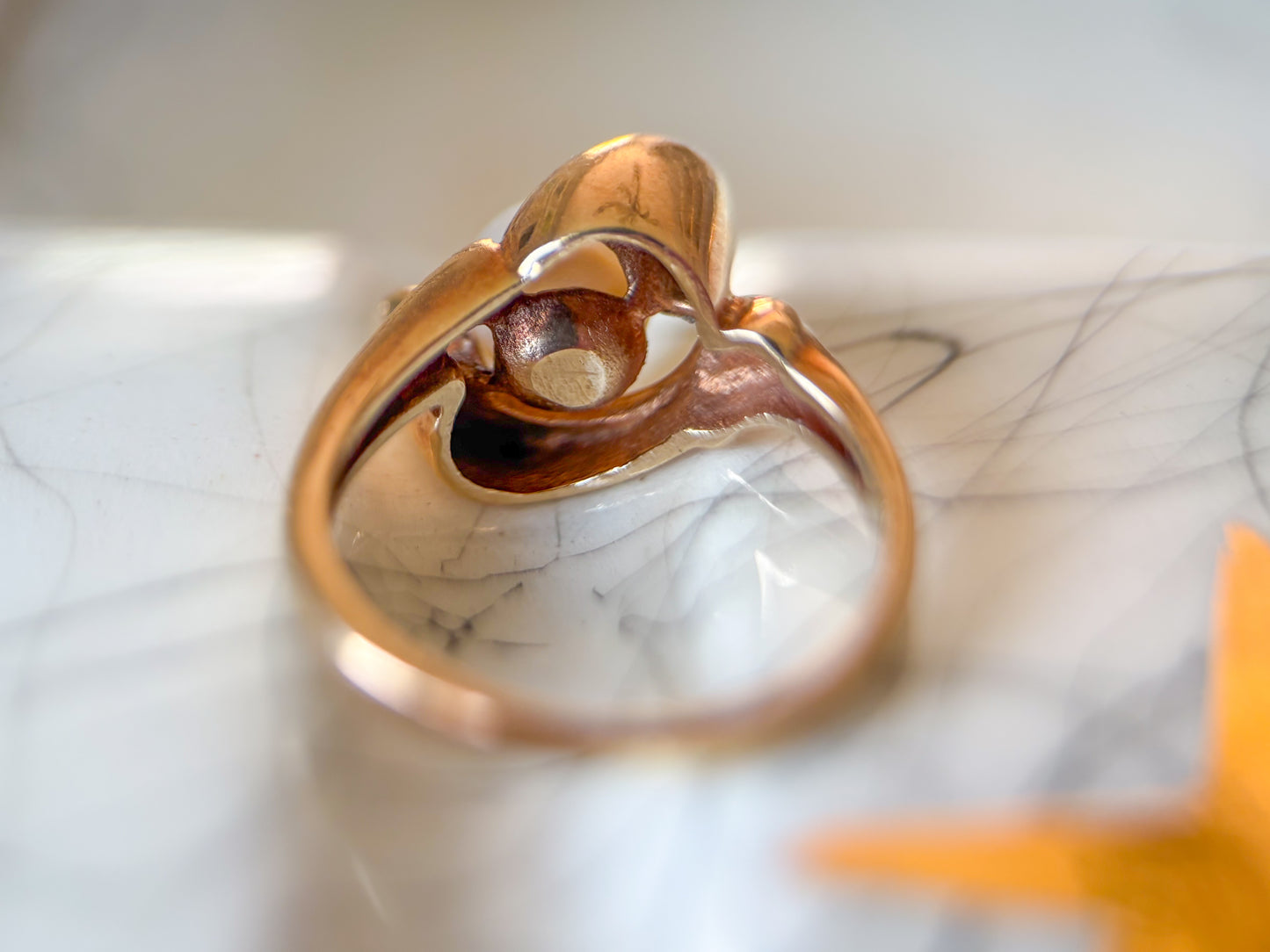 Vintage Natural Pearl 10k Yellow Gold Cocktail Ring
