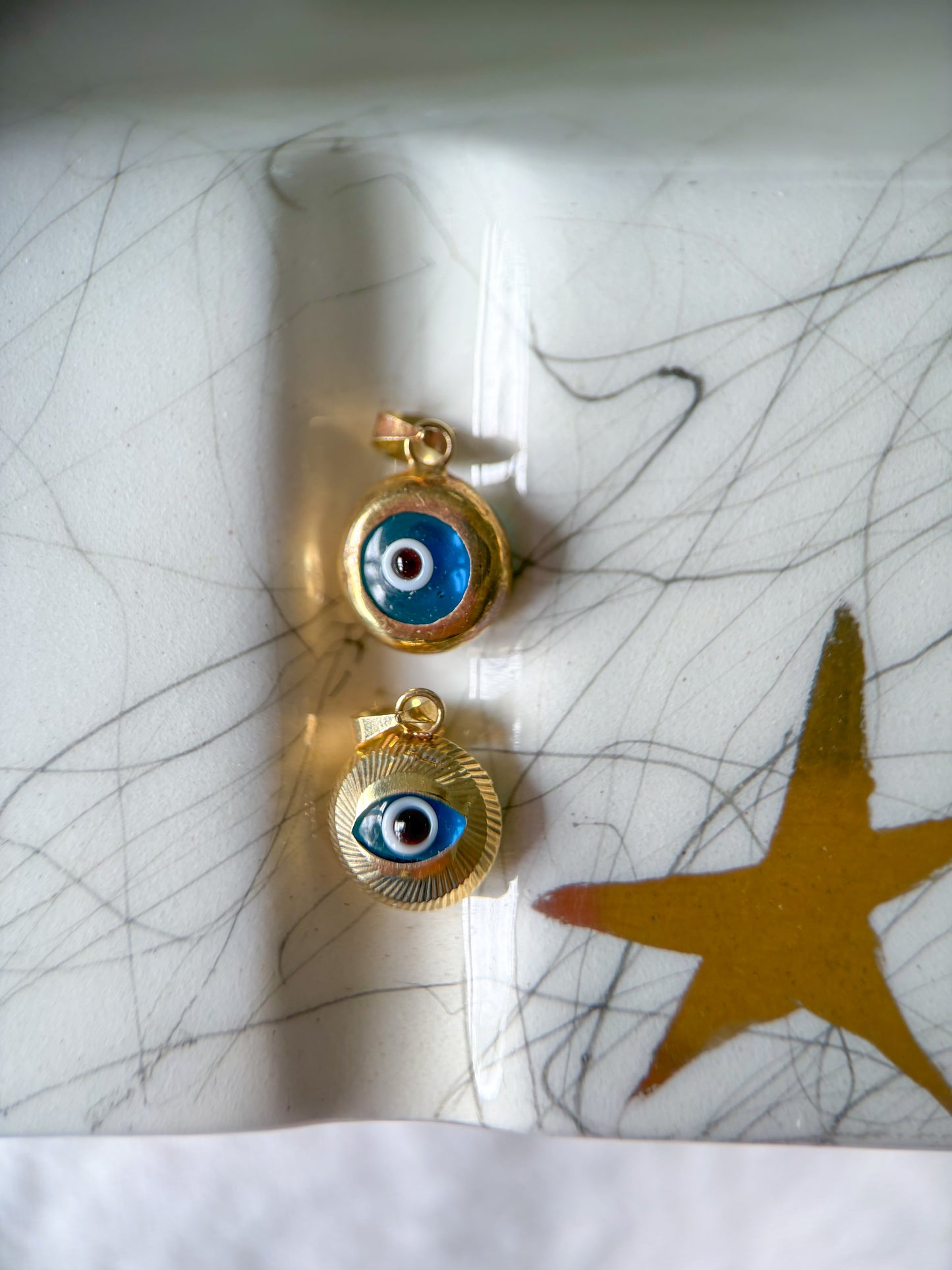 Various Circle Evil Eye 14k Yellow Gold Charms
