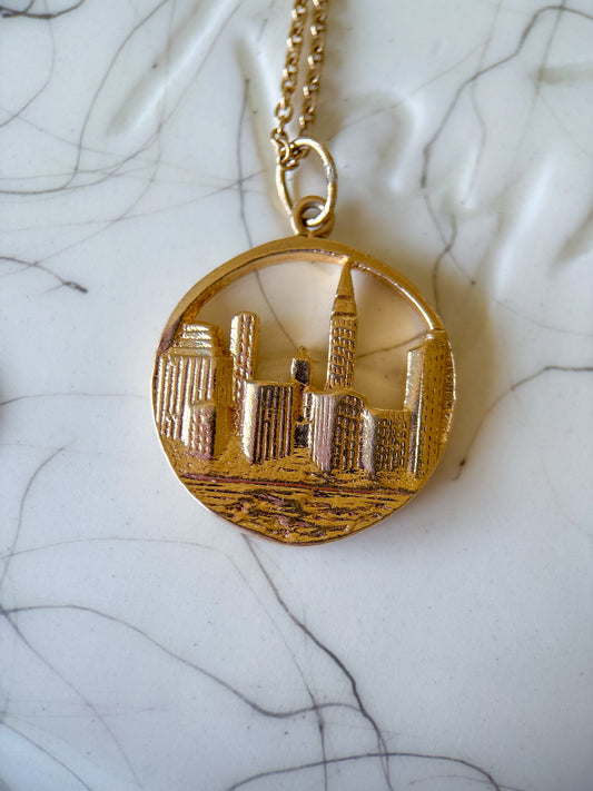 Vintage NYC Skyline 14k Yellow Gold Charm, circa 1960's
