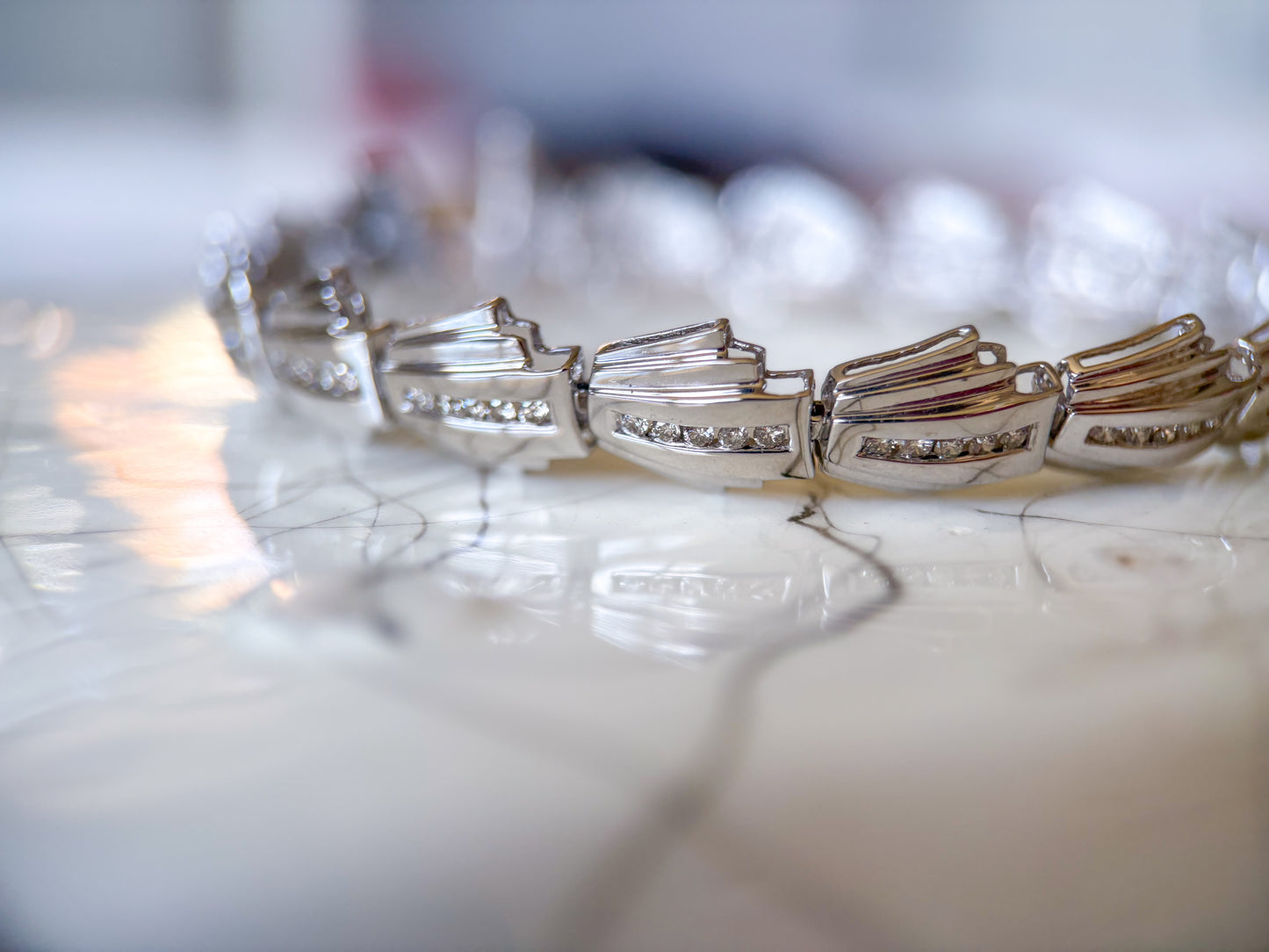 Various Vintage Natural Diamond White Gold Bracelets