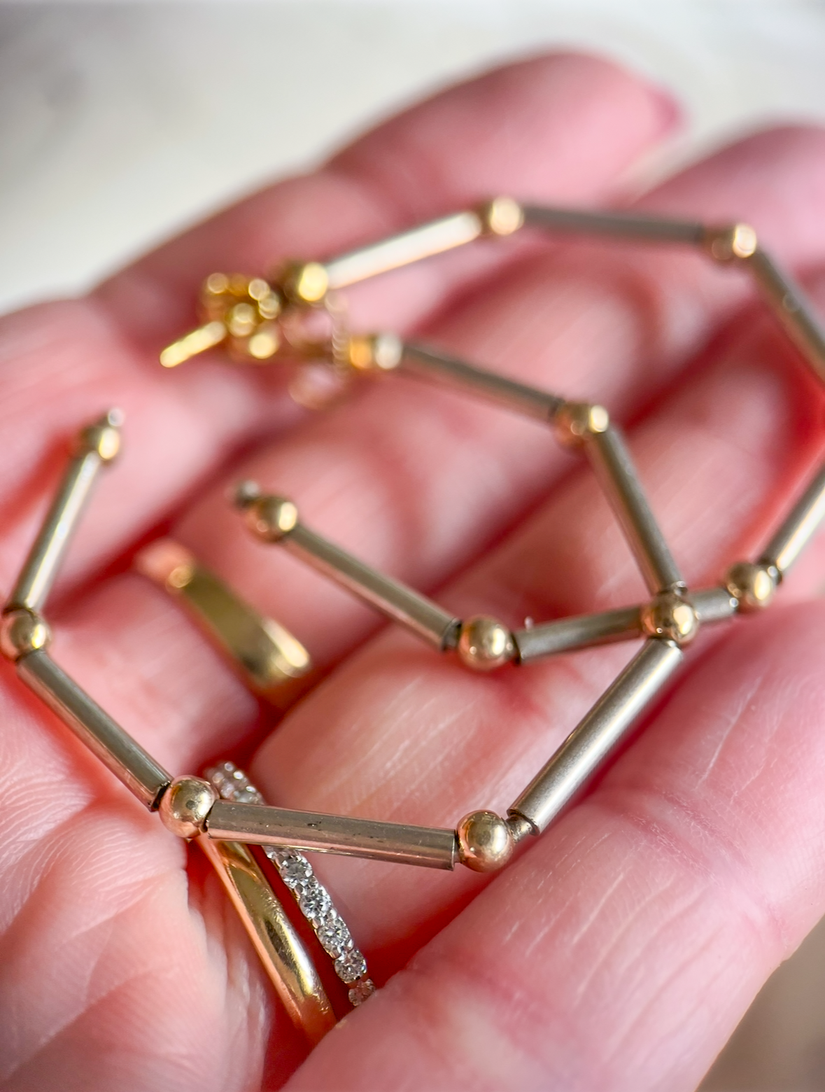 Vintage Sterling Silver Large Hoops with 14k Yellow Gold Balls, Circa 1970s