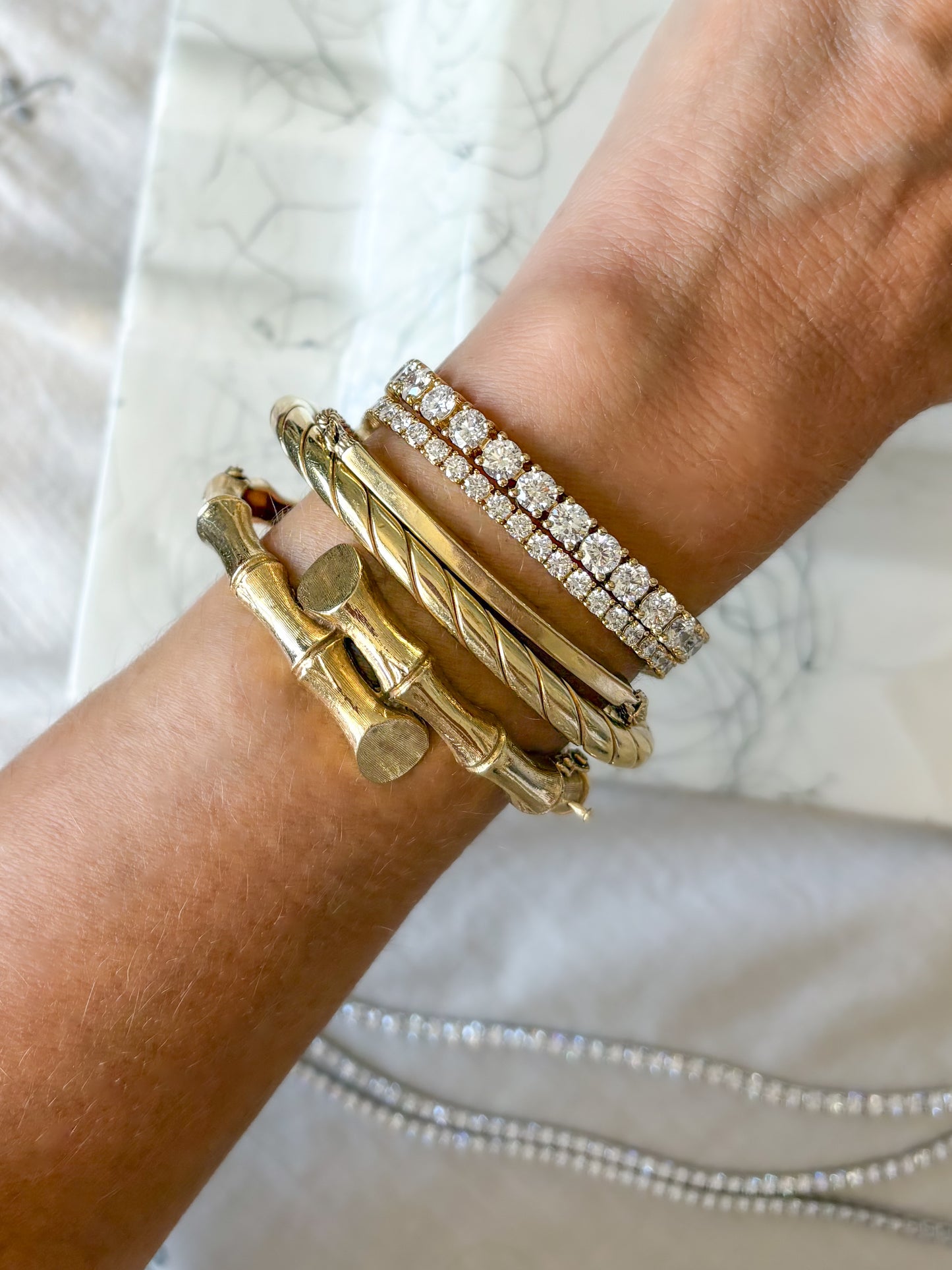 Lab Grown Round Diamond 14k Yellow Gold 17 Carat Tennis Bracelet