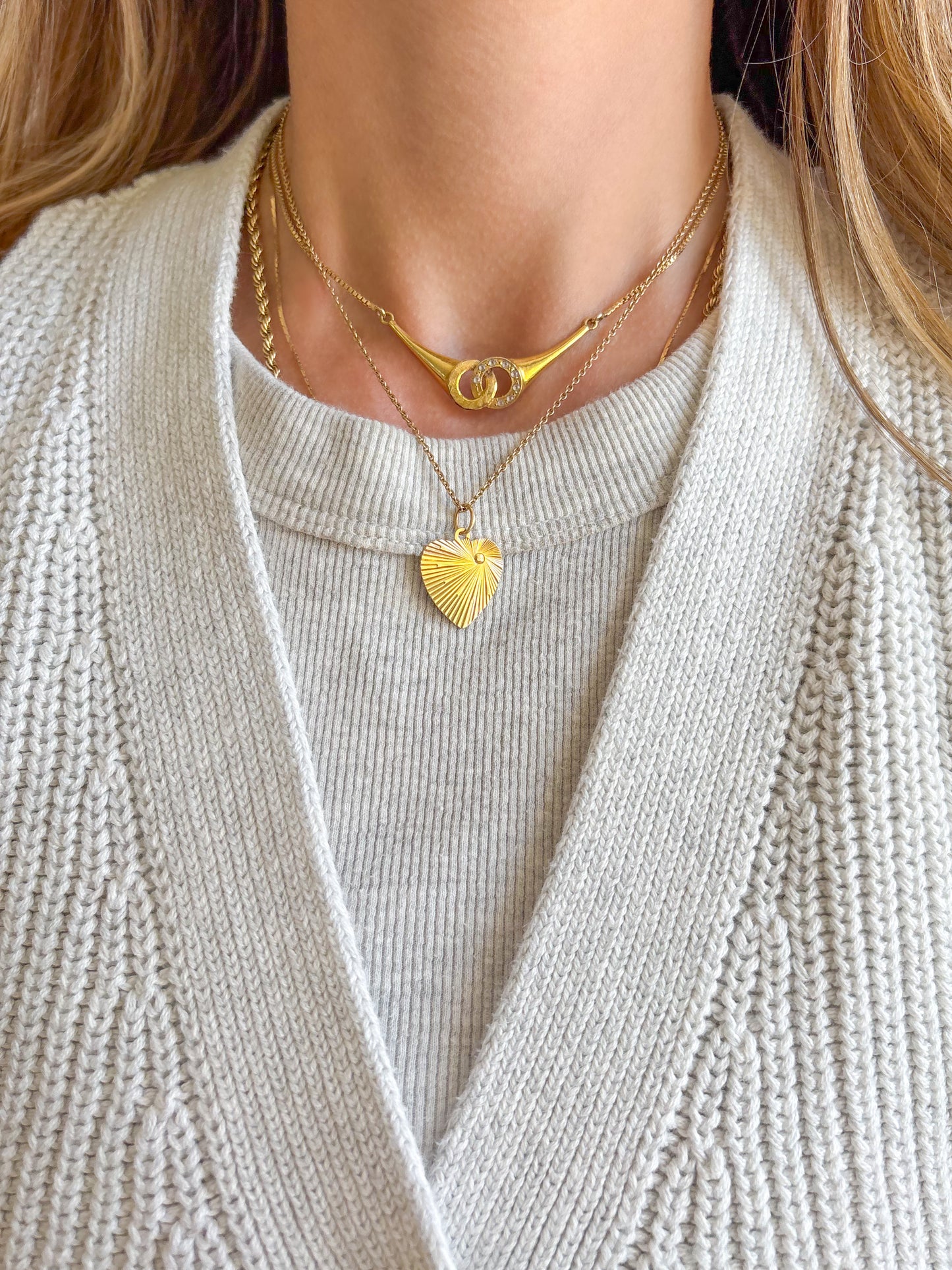 Vintage Engine Turned Heart 14k Yellow Gold Charm, Engraved: "Thou Shall Not Kill"