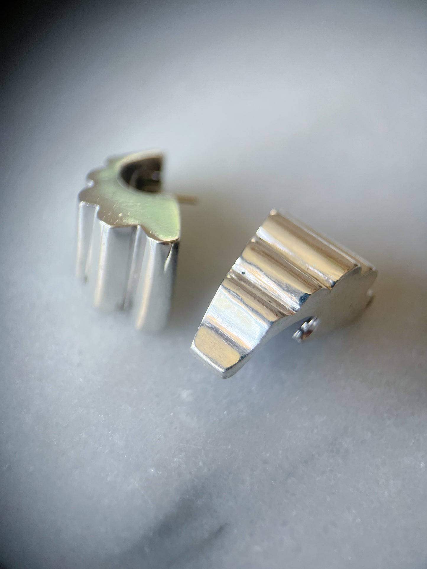 Vintage Sterling Silver Large Stud Earrings, circa 1970s