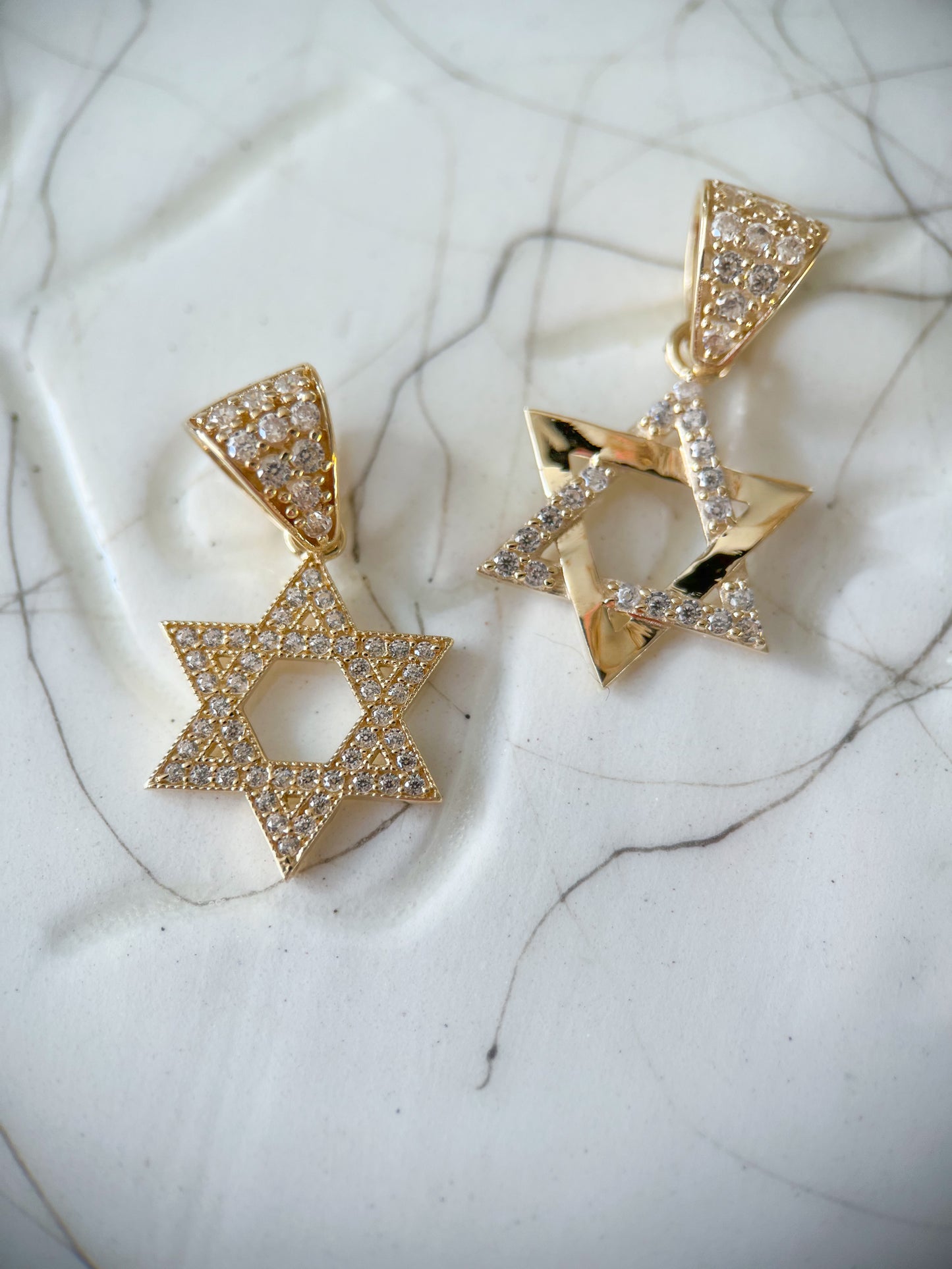 Various 10k Yellow Gold and CZ Star of David Charms