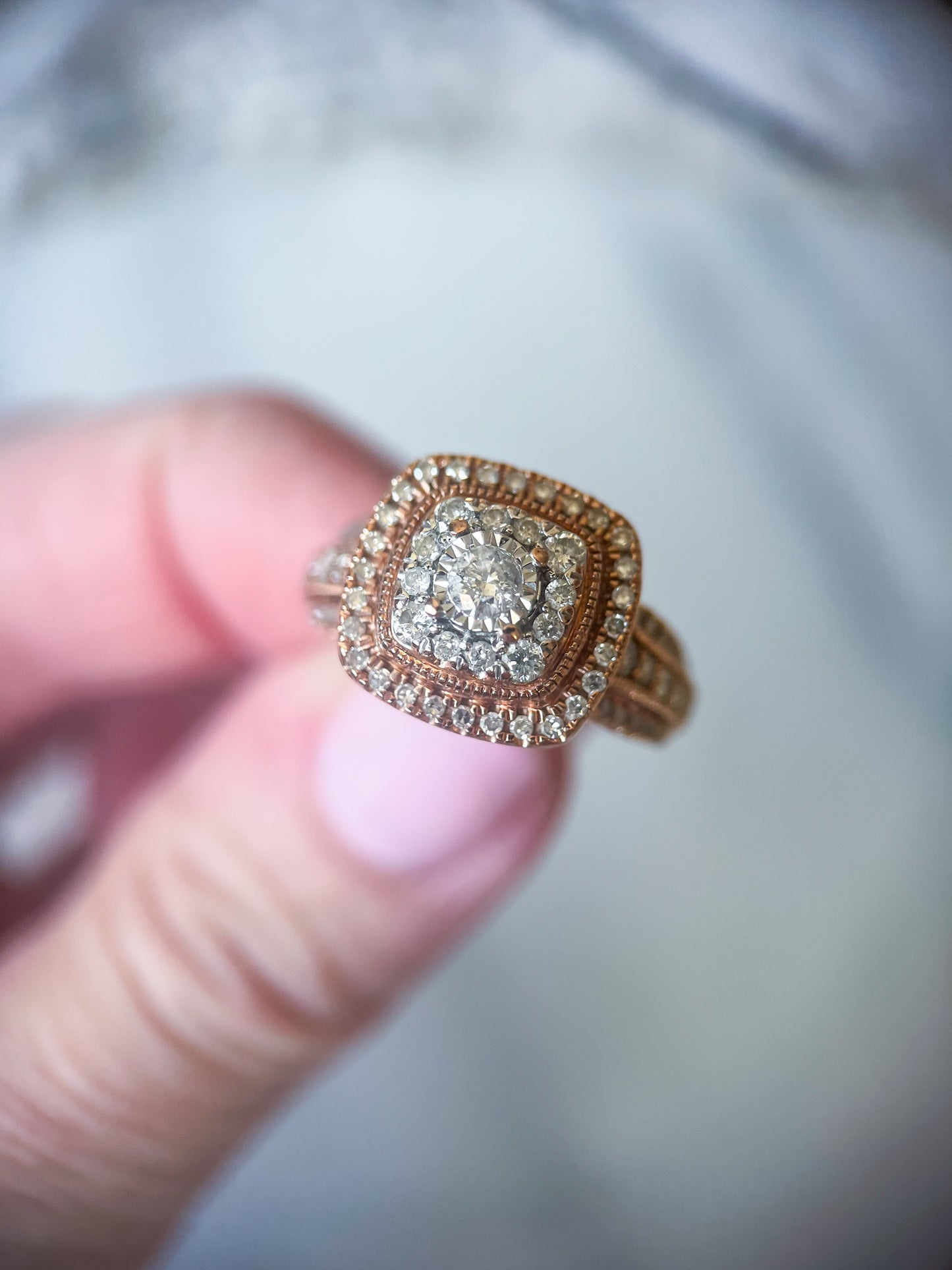 Natural Diamond 10k Rose Gold Ring