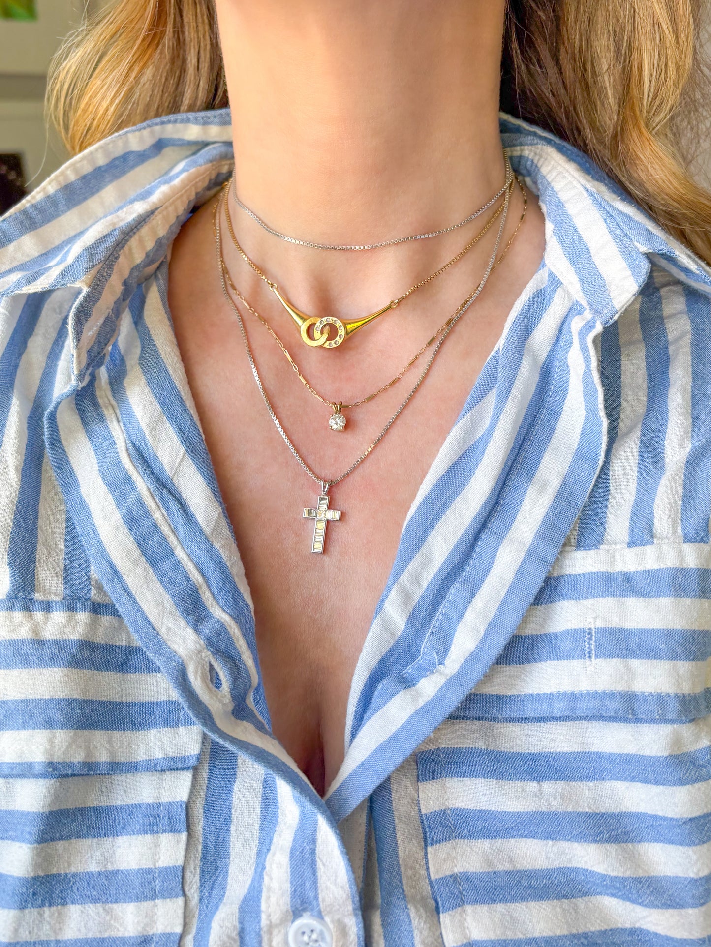 Vintage 14k White Gold Cross Charms