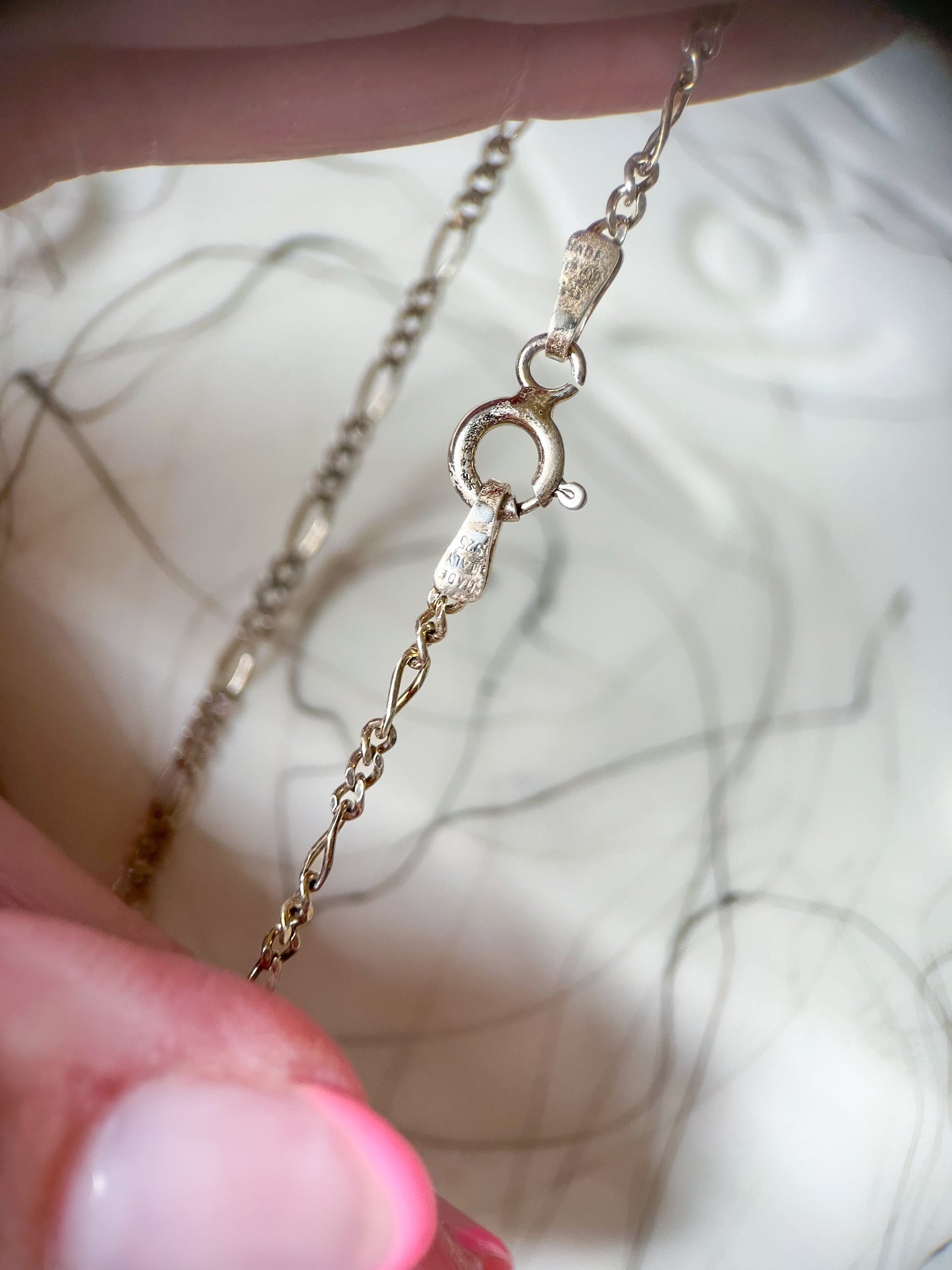 Vintage Figaro Chain Sterling Silver 18 Inch Chain Necklace