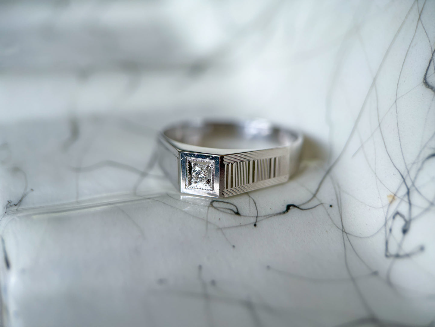Various Vintage Natural Diamond 18k White Gold Rings
