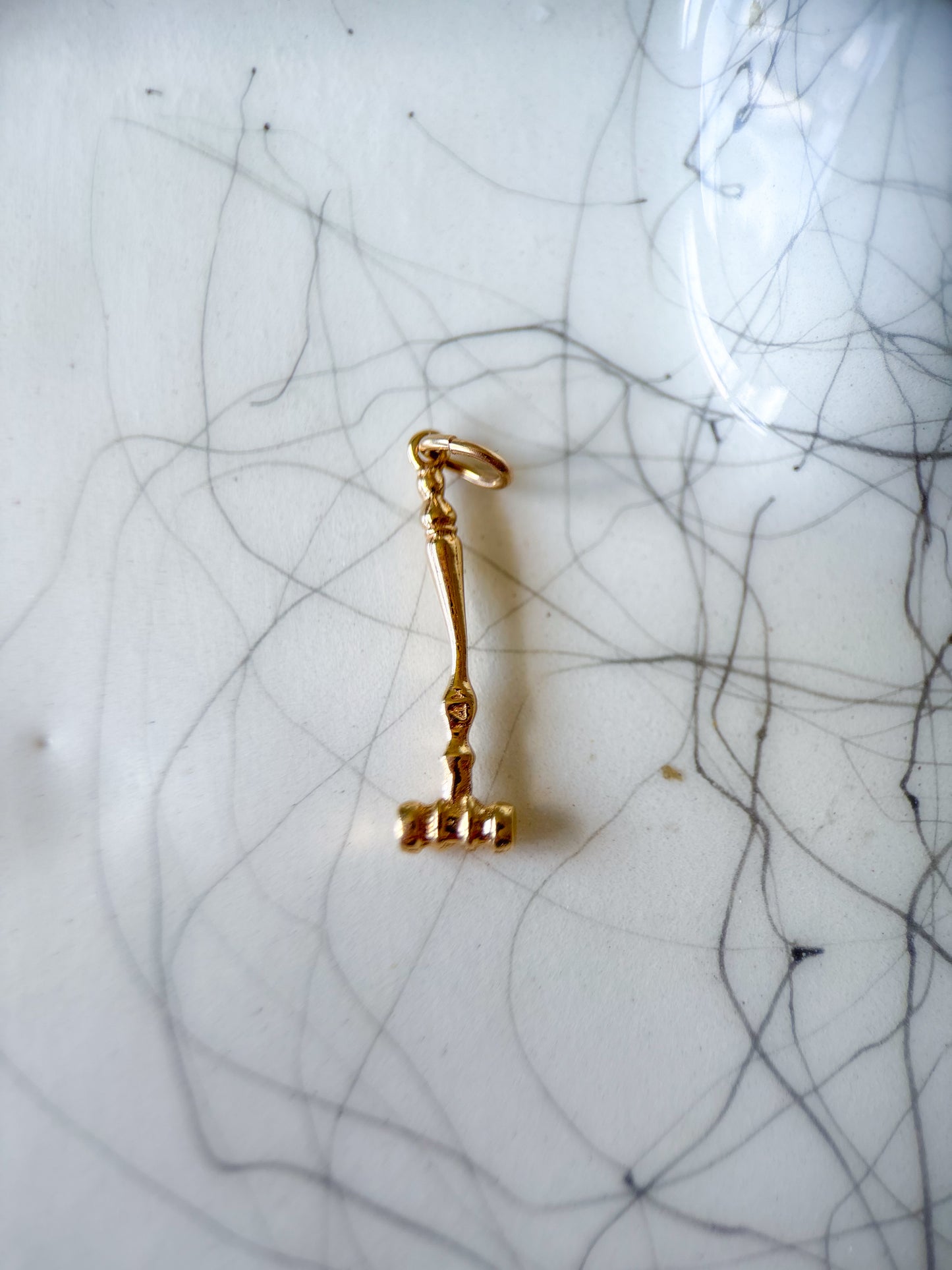 Vintage MINI Gavel 14k Yellow Gold Charm