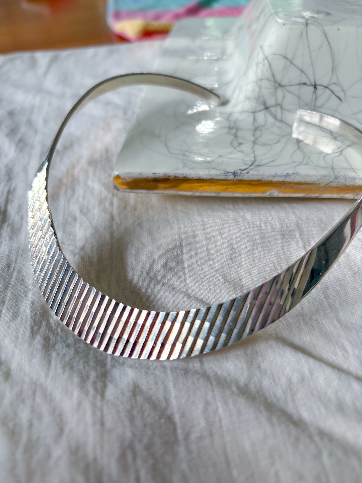 Vintage Sterling Silver Collar Necklace, circa 1970s
