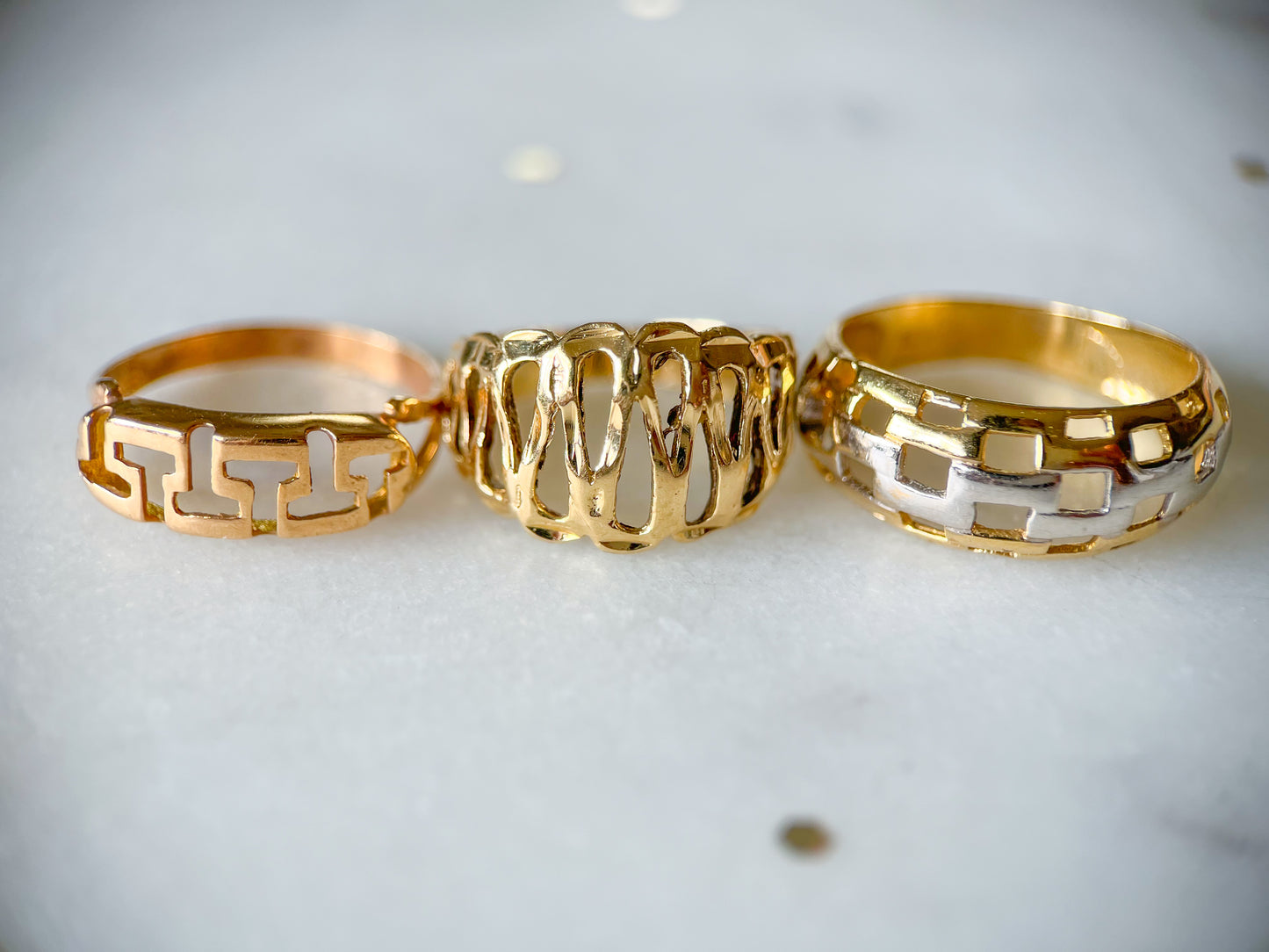 Vintage Geometric 14k Yellow Gold Ring