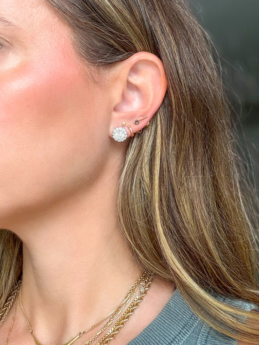 Lab Grown Halo Diamond Studs in 14k White Gold