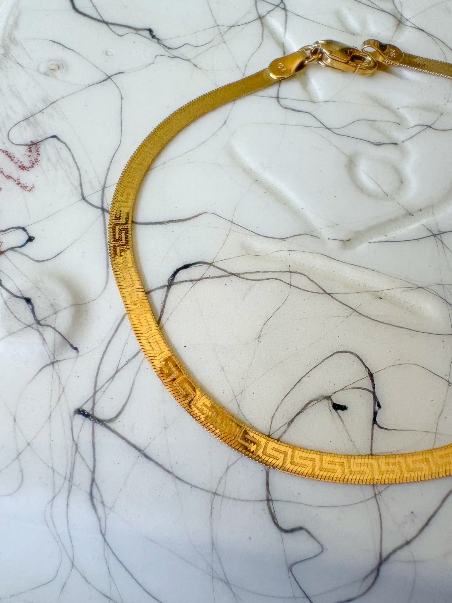 Herringbone Greek Style 10k Yellow Gold 7 Inch Bracelet