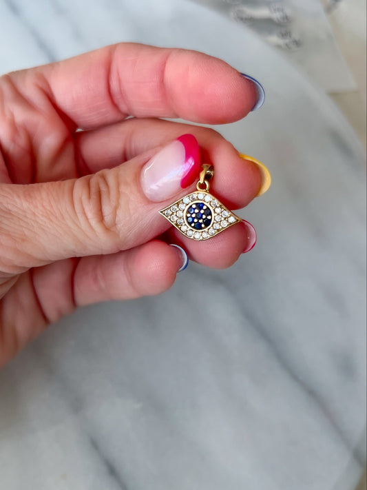 Evil Eye 10k Yellow Gold with CZs Charm