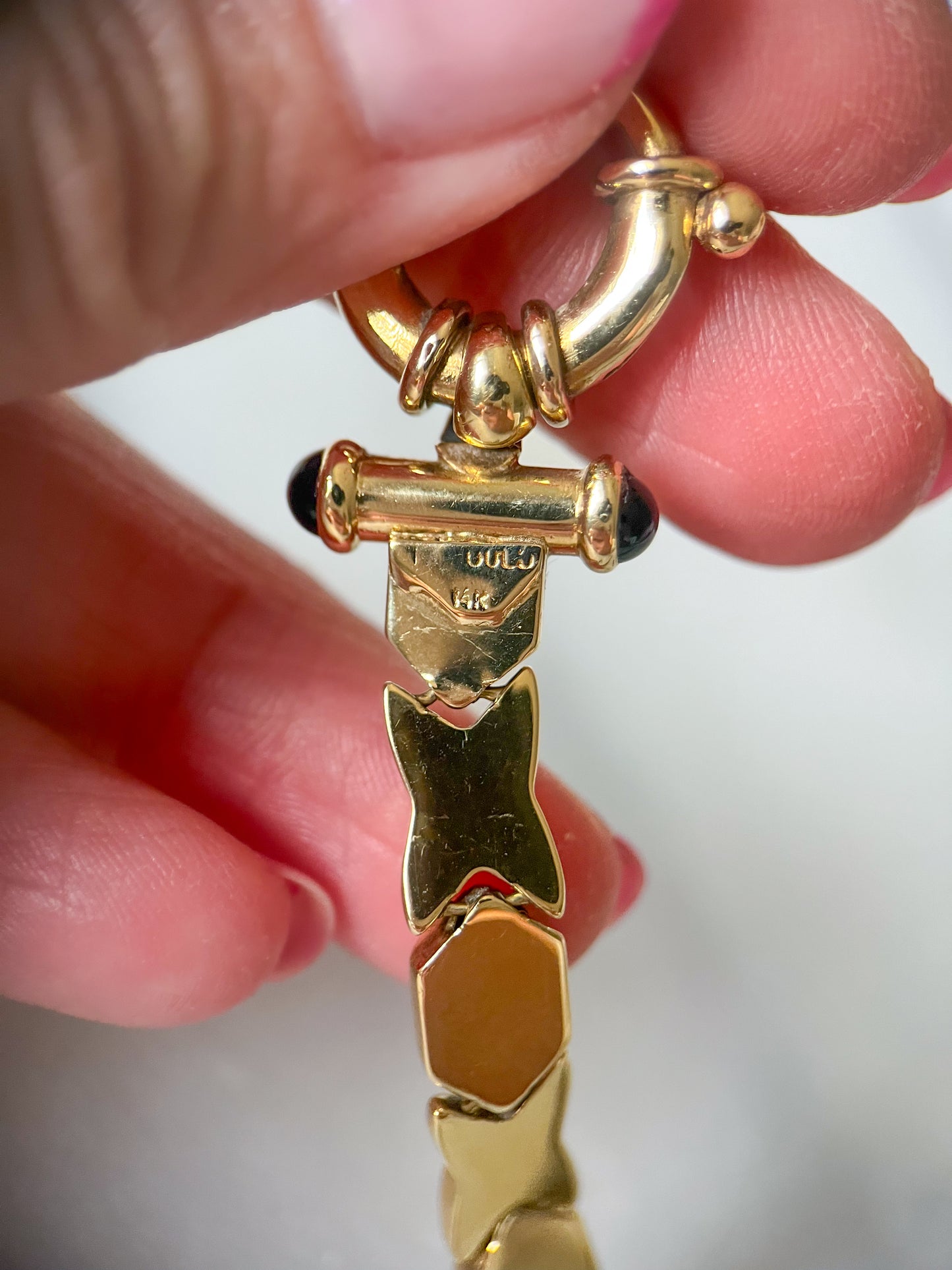 Vintage XOXO 14k Yellow Gold Flat Link 6.5 Inch Bracelet (has matching necklace!)