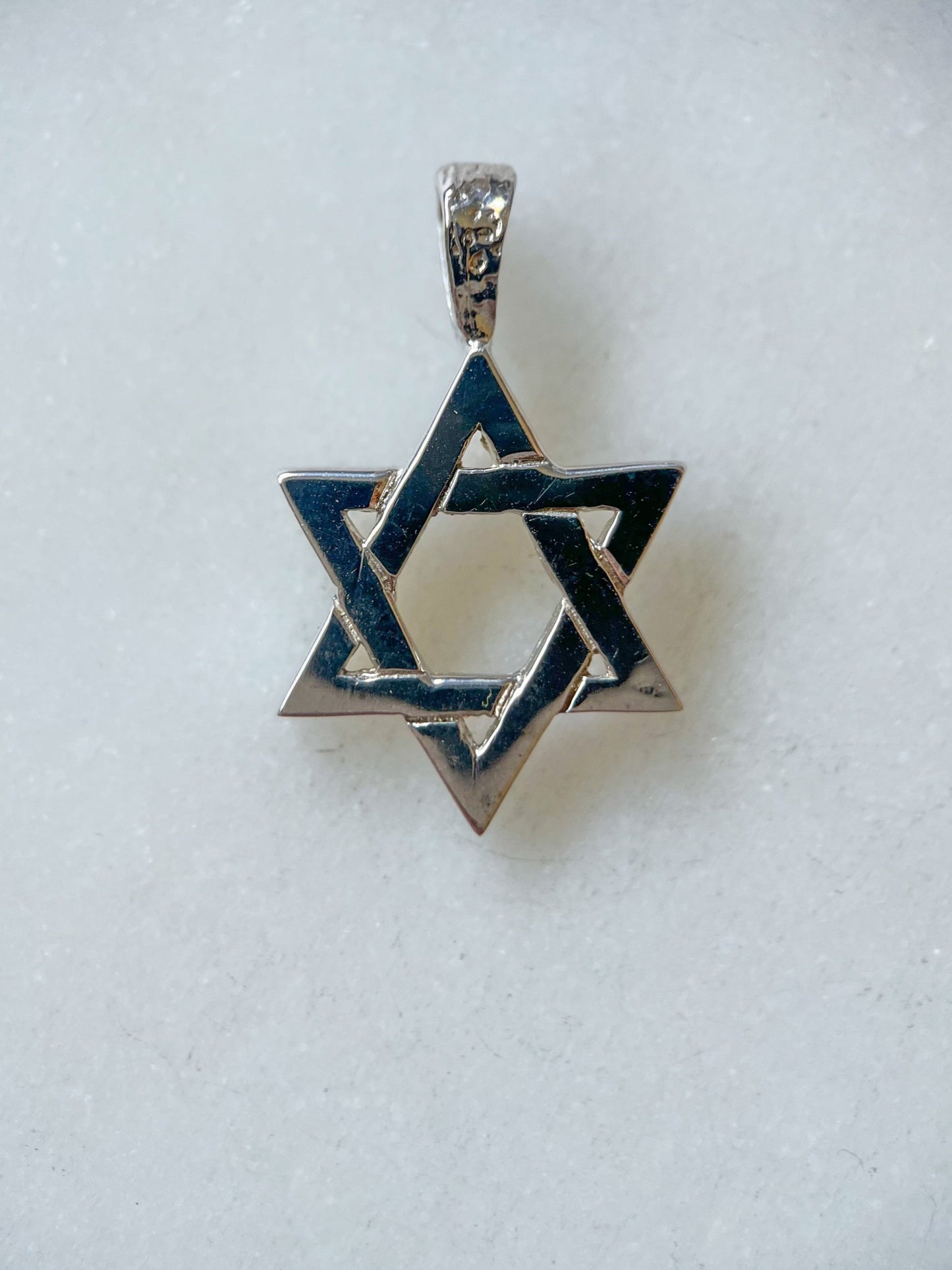 Vintage 14k White Gold Star of David Charm