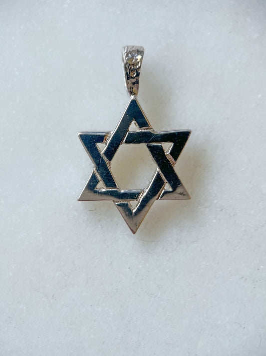 Vintage 14k White Gold Star of David Charm